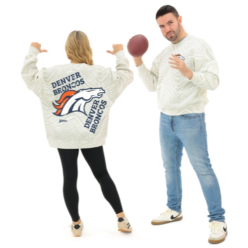 Zubaz NFL   90's All Over Zebra Crewneck Sweatshirt – Full Back, DENVER BRONCOS