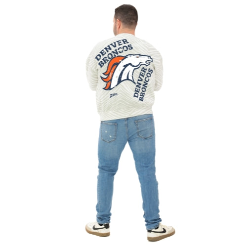 Zubaz NFL   90's All Over Zebra Crewneck Sweatshirt – Full Back, DENVER BRONCOS