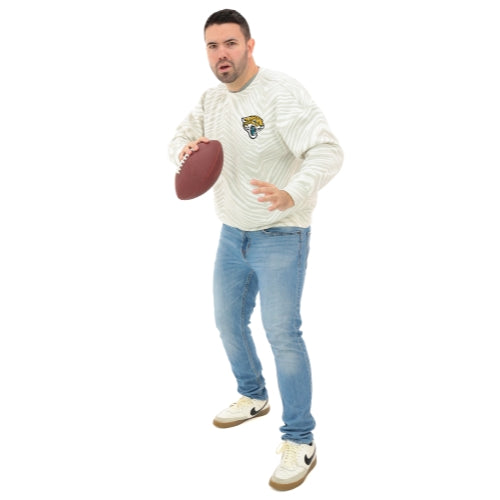 Zubaz NFL   90's All Over Zebra Crewneck Sweatshirt – Full Back, JACKSONVILLE JAGUARS