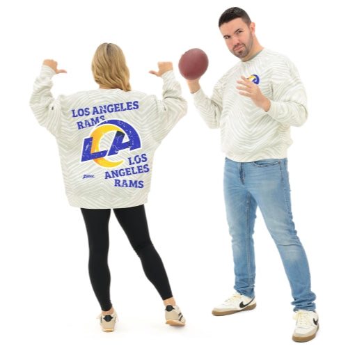 Zubaz NFL   90's All Over Zebra Crewneck Sweatshirt – Full Back, LOS ANGELES RAMS