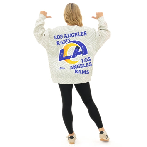 Zubaz NFL   90's All Over Zebra Crewneck Sweatshirt – Full Back, LOS ANGELES RAMS