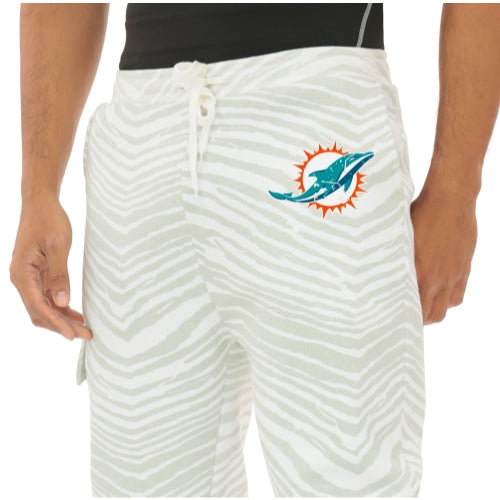 Zubaz NFL  UNISEX 90s Team Cargo Joggers - Zebra 2 Color, MIAMI DOLPHINS