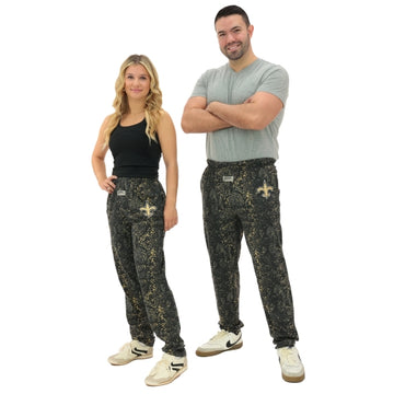 Zubaz NFL Adult Unisex Z88 Embroidered Post Pattern Pant, New Orleans Saints, X-Small