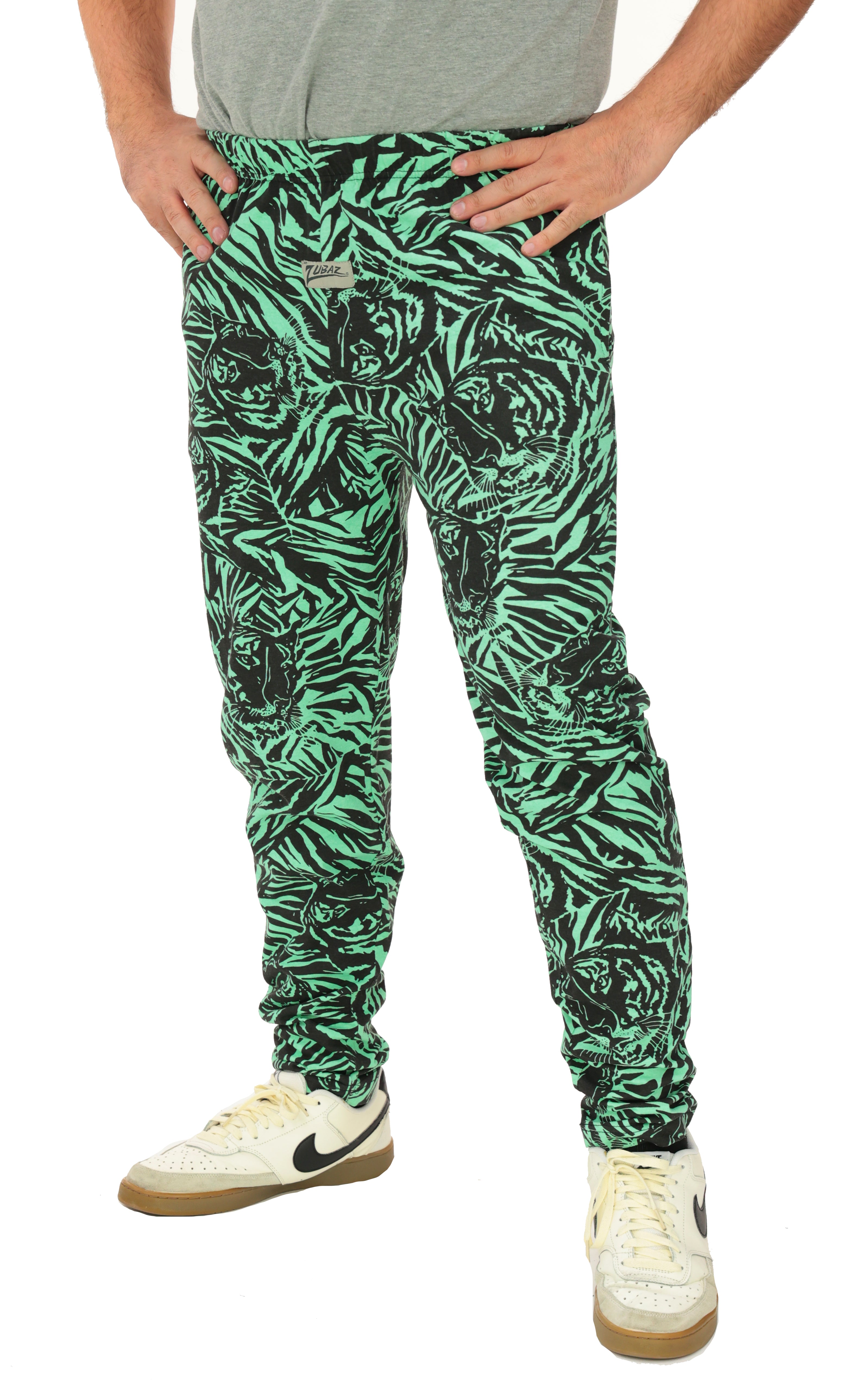Zubaz Adult Unisex Z88 Tiger Pant, MINT/BLACK