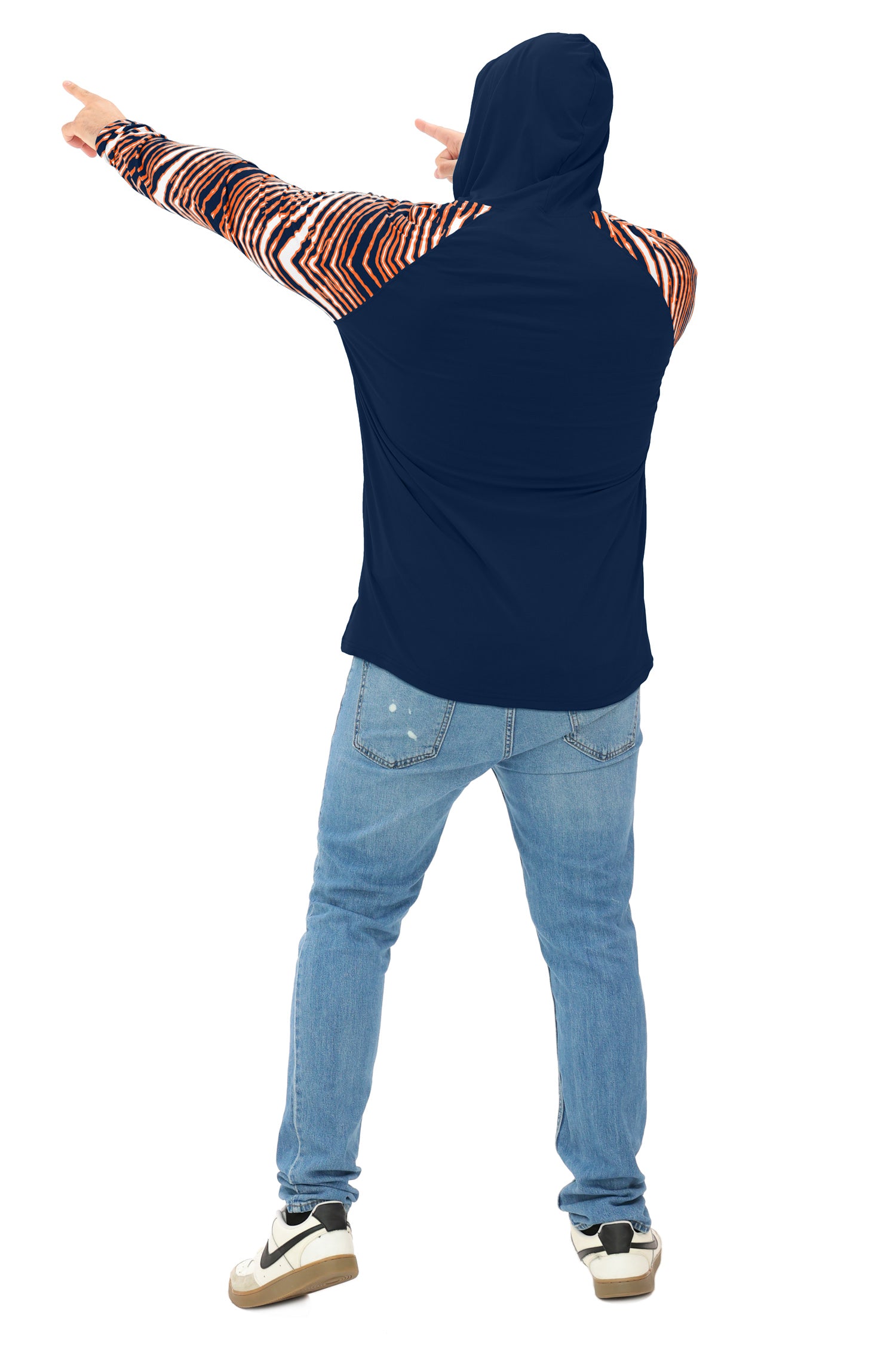 Zubaz NFL  Men's Formation 3 Color Zebra Sleeves Lightweight Hoodie, CHICAGO BEARS