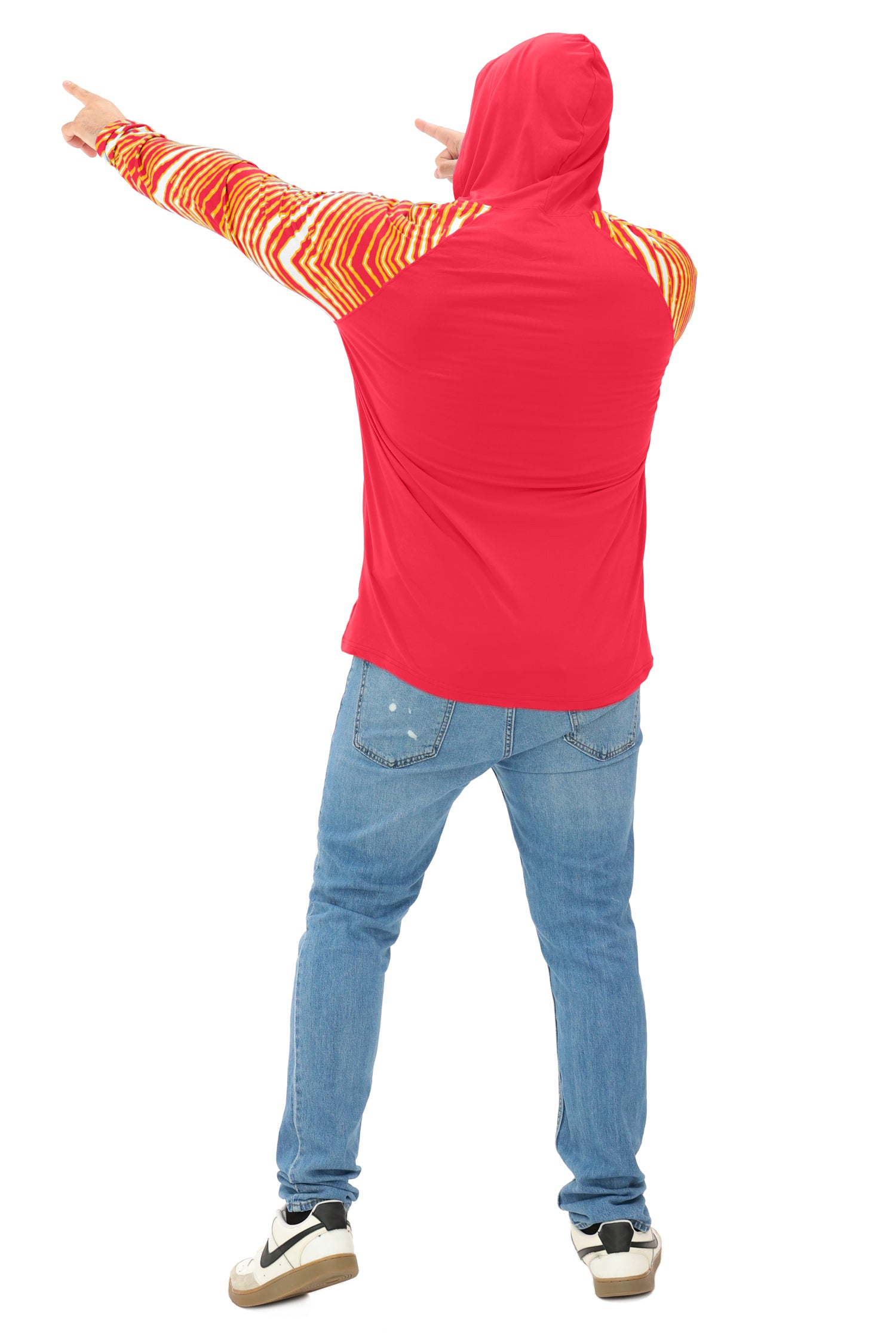 Zubaz NFL  Men's Formation 3 Color Zebra Sleeves Lightweight Hoodie, KANSAS CITY CHIEFS