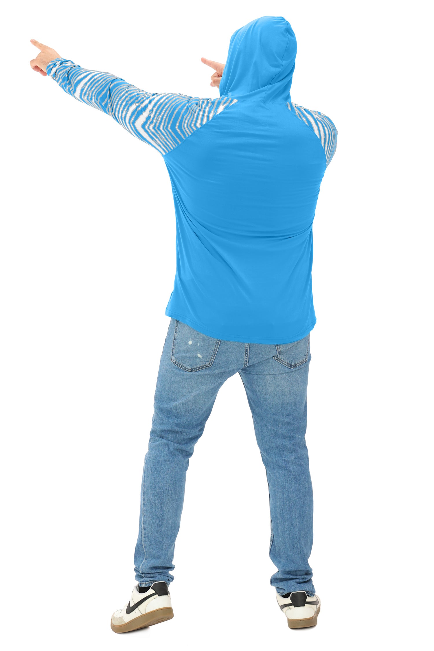 Zubaz NFL  Men's Formation 3 Color Zebra Sleeves Lightweight Hoodie, DETROIT LIONS