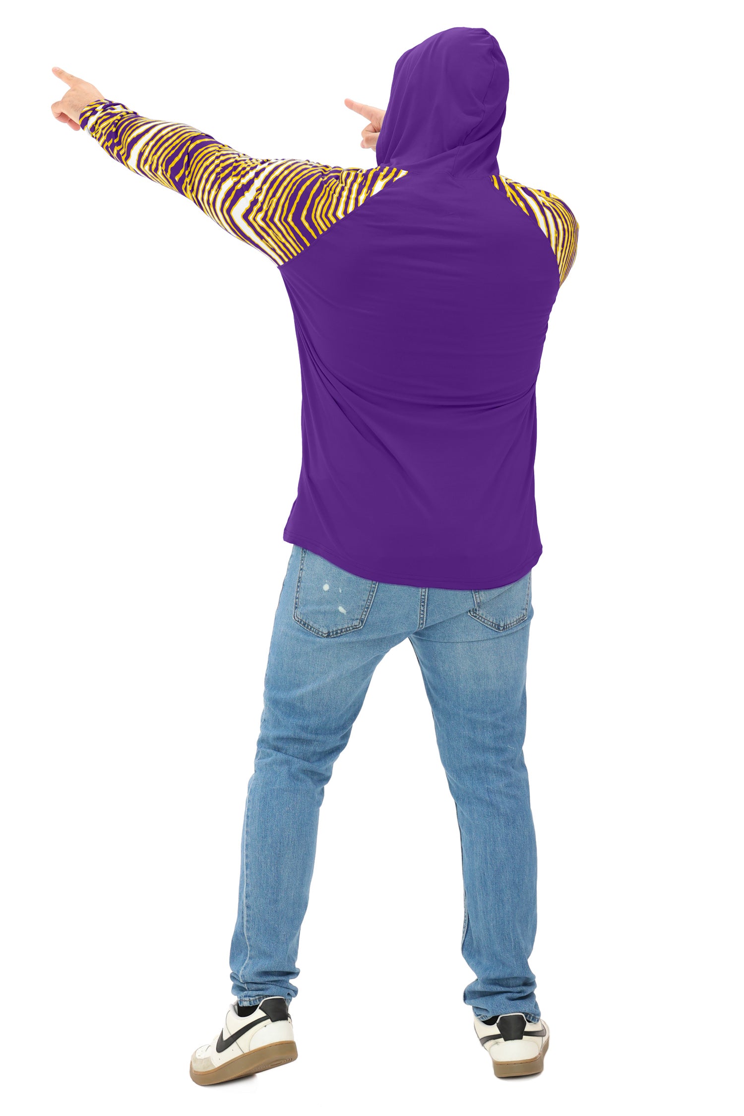 Zubaz NFL  Men's Formation 3 Color Zebra Sleeves Lightweight Hoodie, MINNESOTA VIKINGS