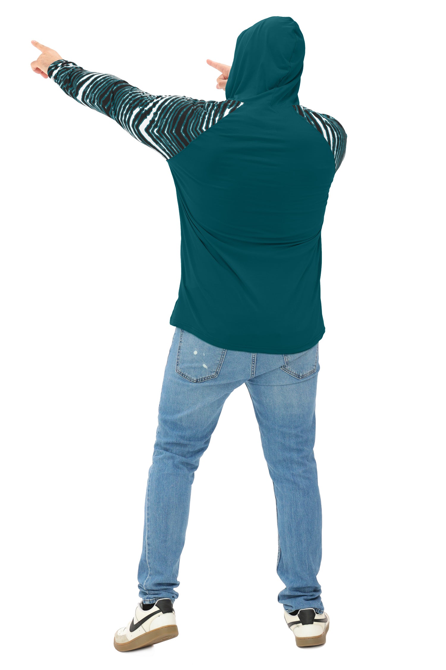 Zubaz NFL  Men's Formation 3 Color Zebra Sleeves Lightweight Hoodie, PHILADELPHIA EAGLES