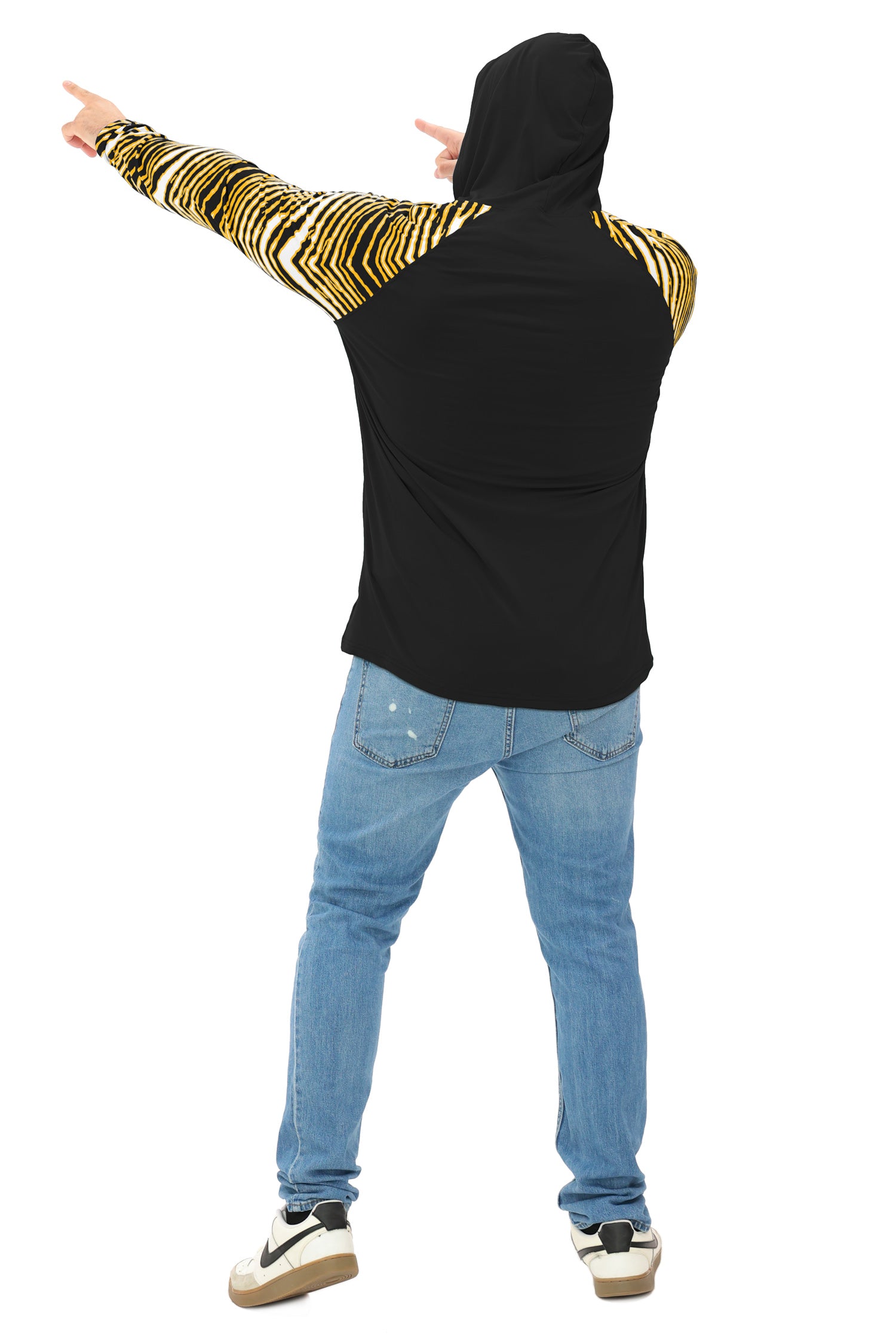 Zubaz NFL  Men's Formation 3 Color Zebra Sleeves Lightweight Hoodie, PITTSBURGH STEELERS