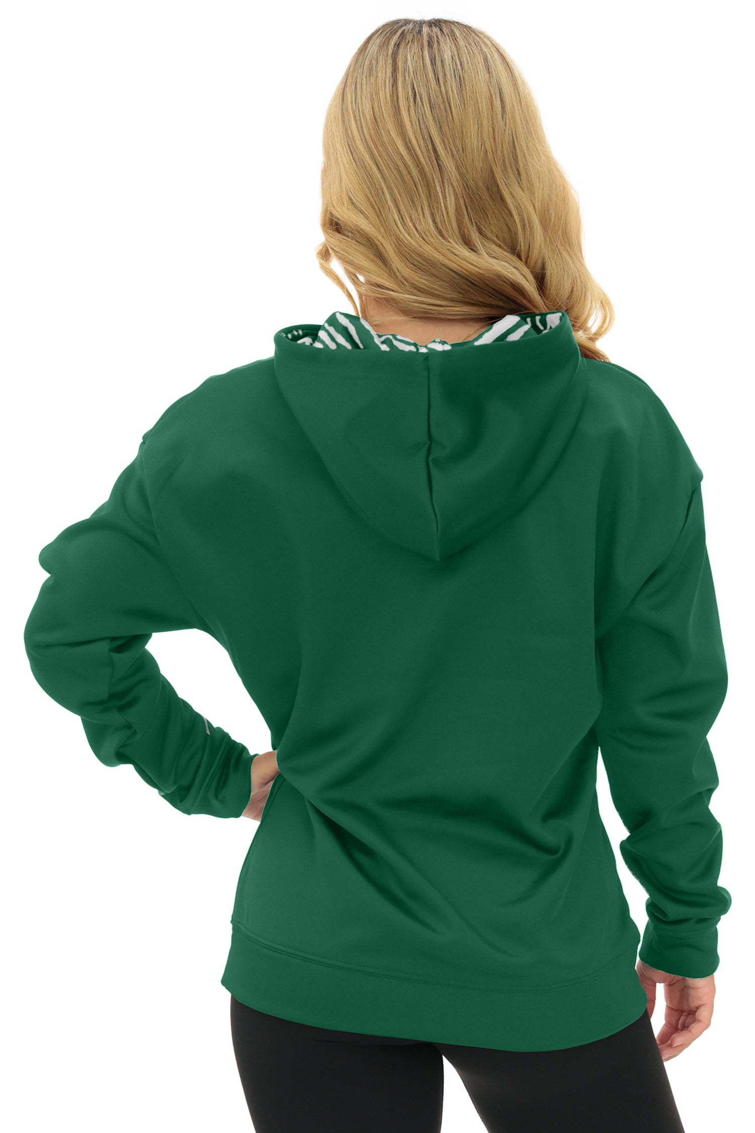 Zubaz NFL   Women's Free Play 2 Color Zebra Liner Hoodie, NEW YORK JETS