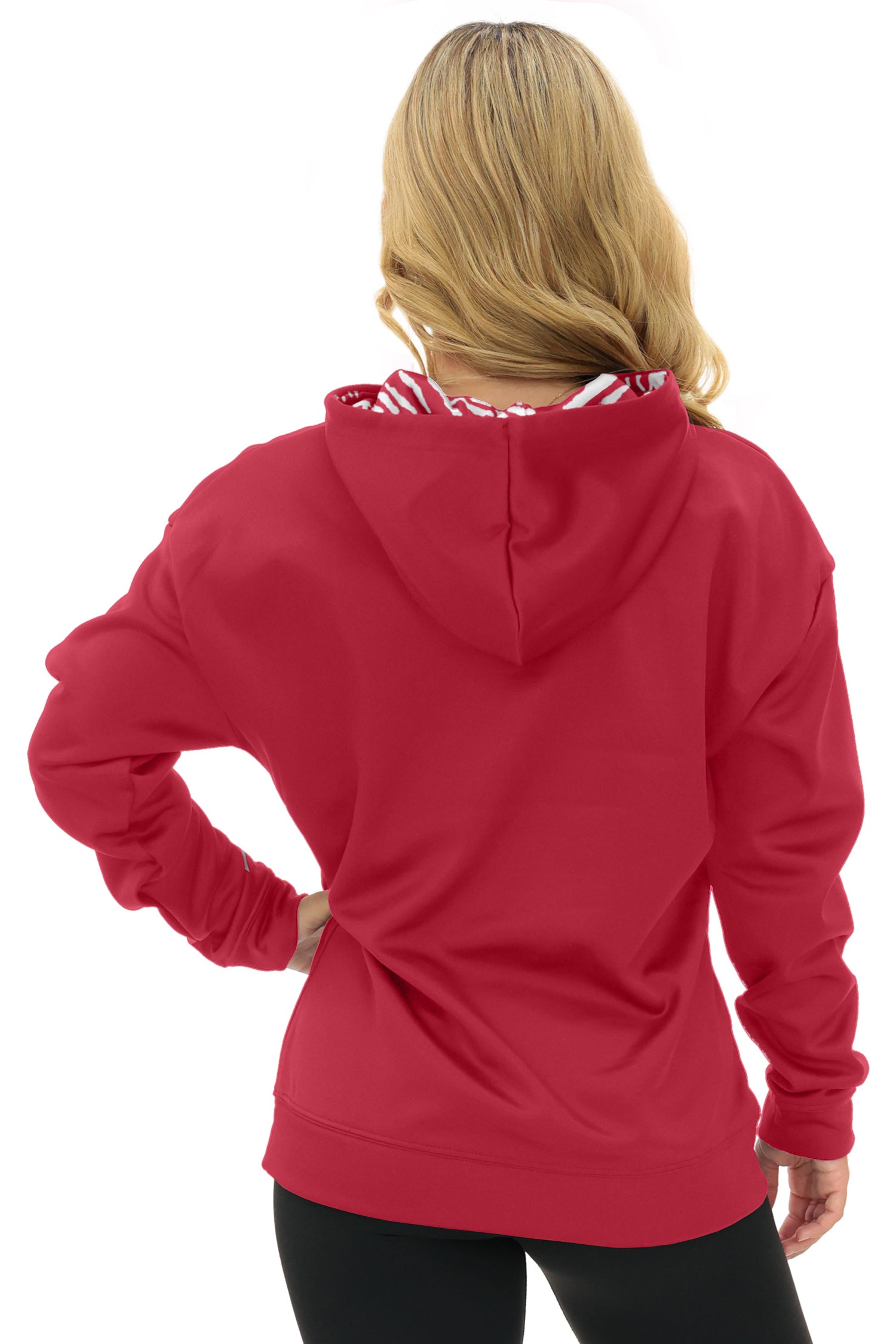 Zubaz NFL   Women's Free Play 2 Color Zebra Liner Hoodie, ARIZONA CARDINALS