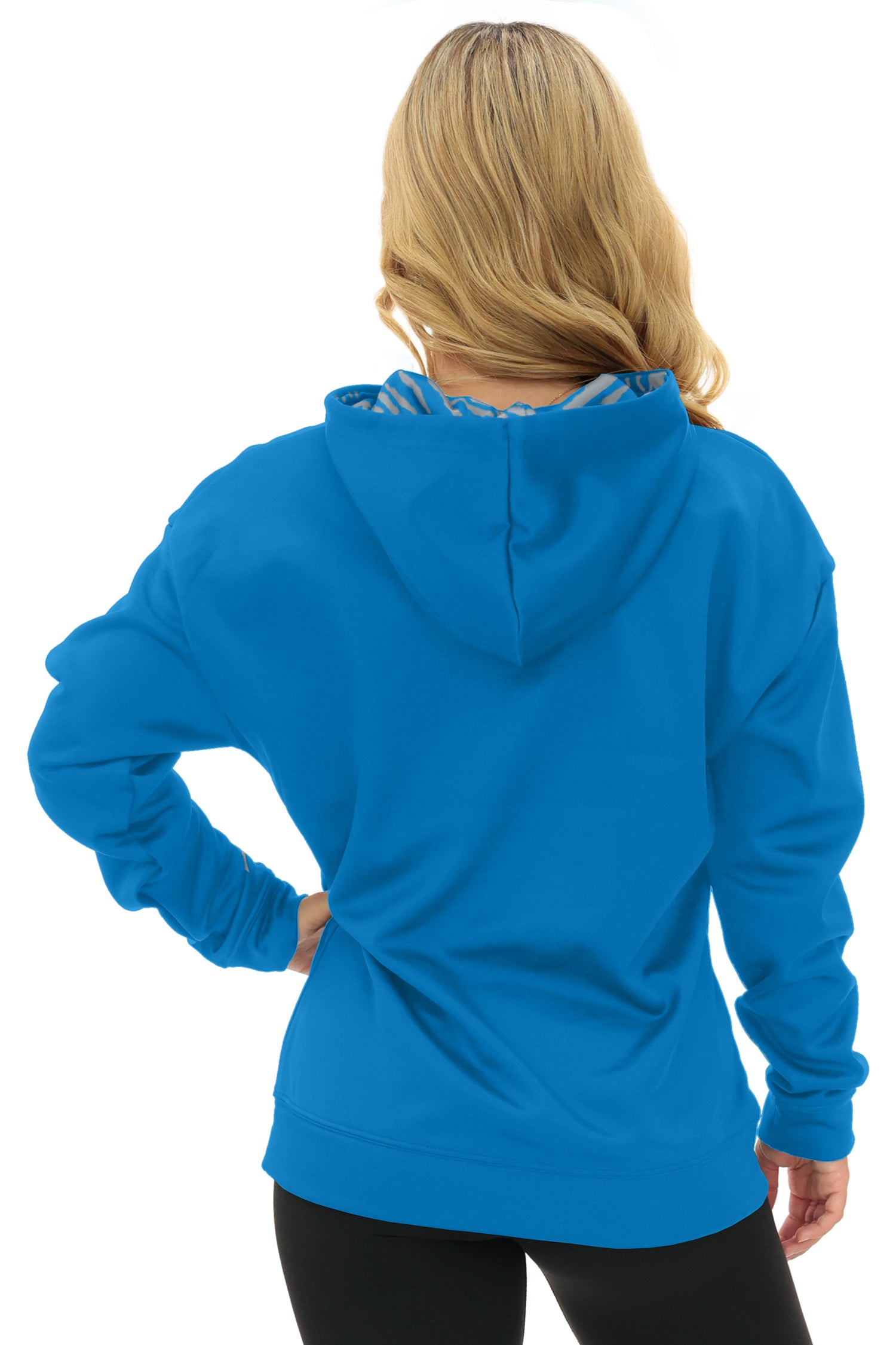 Zubaz NFL   Women's Free Play 2 Color Zebra Liner Hoodie, DETROIT LIONS