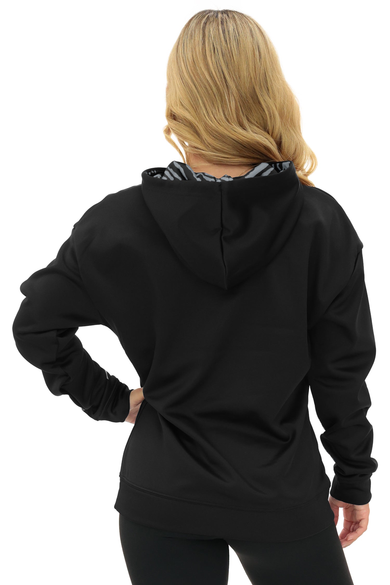 Zubaz NFL   Women's Free Play 2 Color Zebra Liner Hoodie, LAS VEGAS RAIDERS