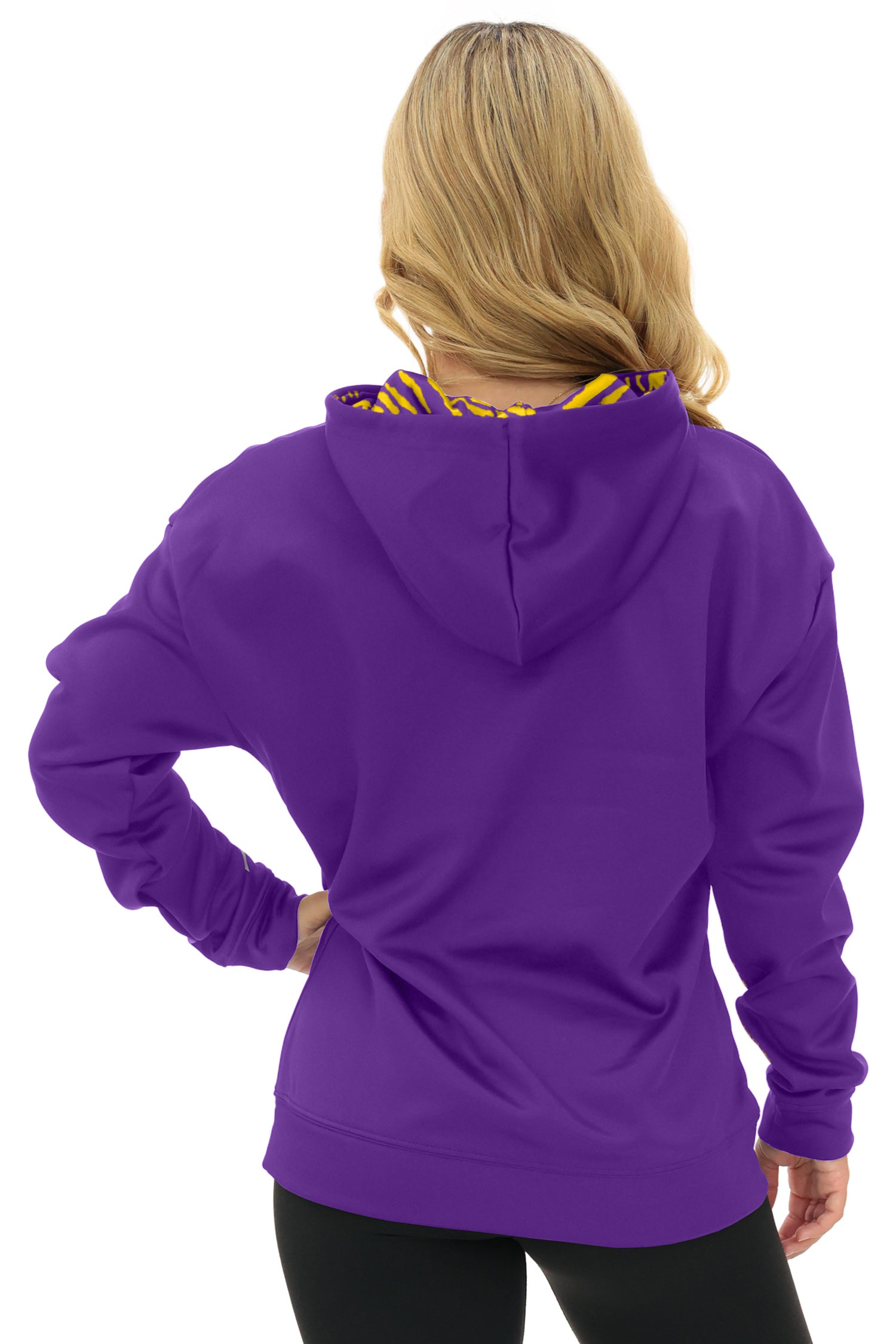 Zubaz NFL   Women's Free Play 2 Color Zebra Liner Hoodie, MINNESOTA VIKINGS