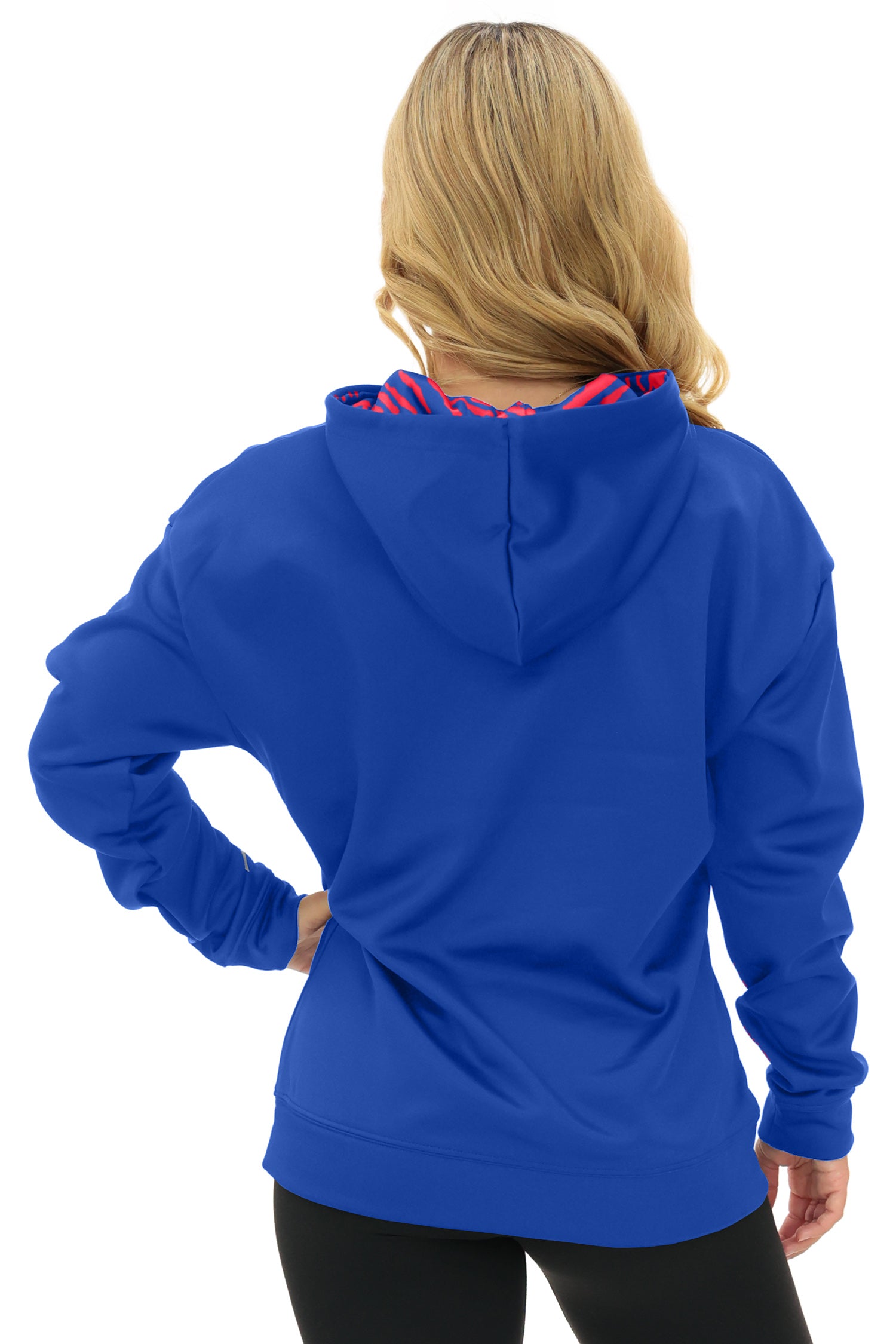 Zubaz NFL   Women's Free Play 2 Color Zebra Liner Hoodie, NEW YORK GIANTS