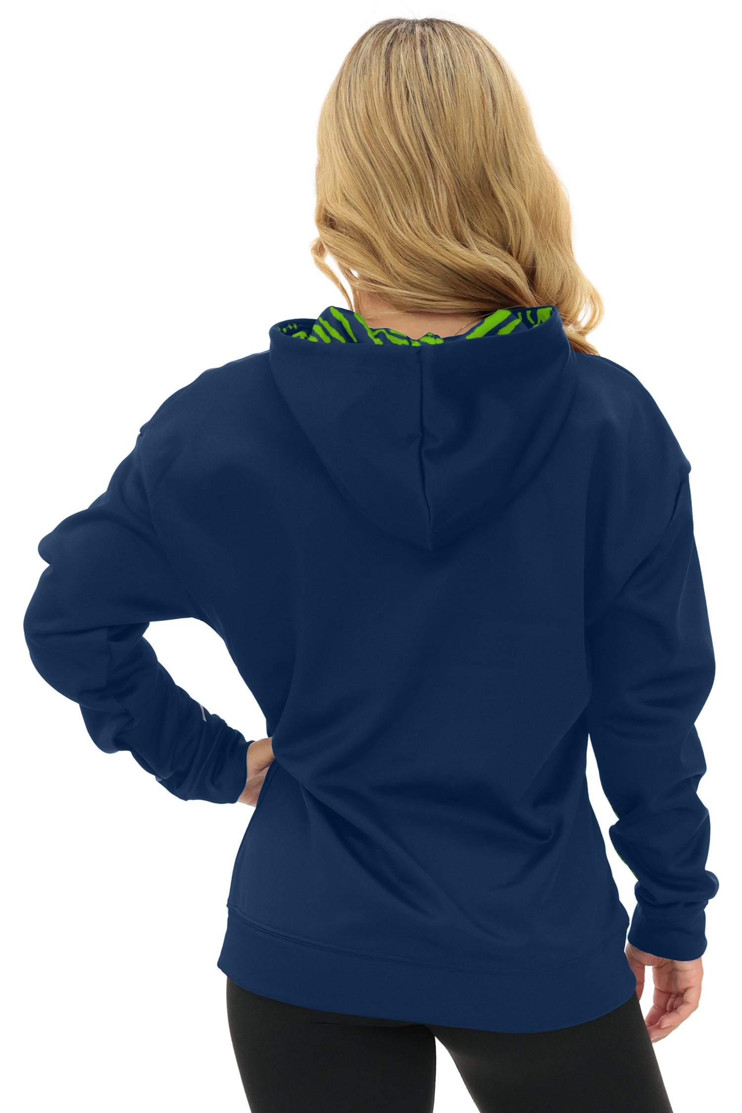 Zubaz NFL   Women's Free Play 2 Color Zebra Liner Hoodie, SEATTLE SEAHAWKS