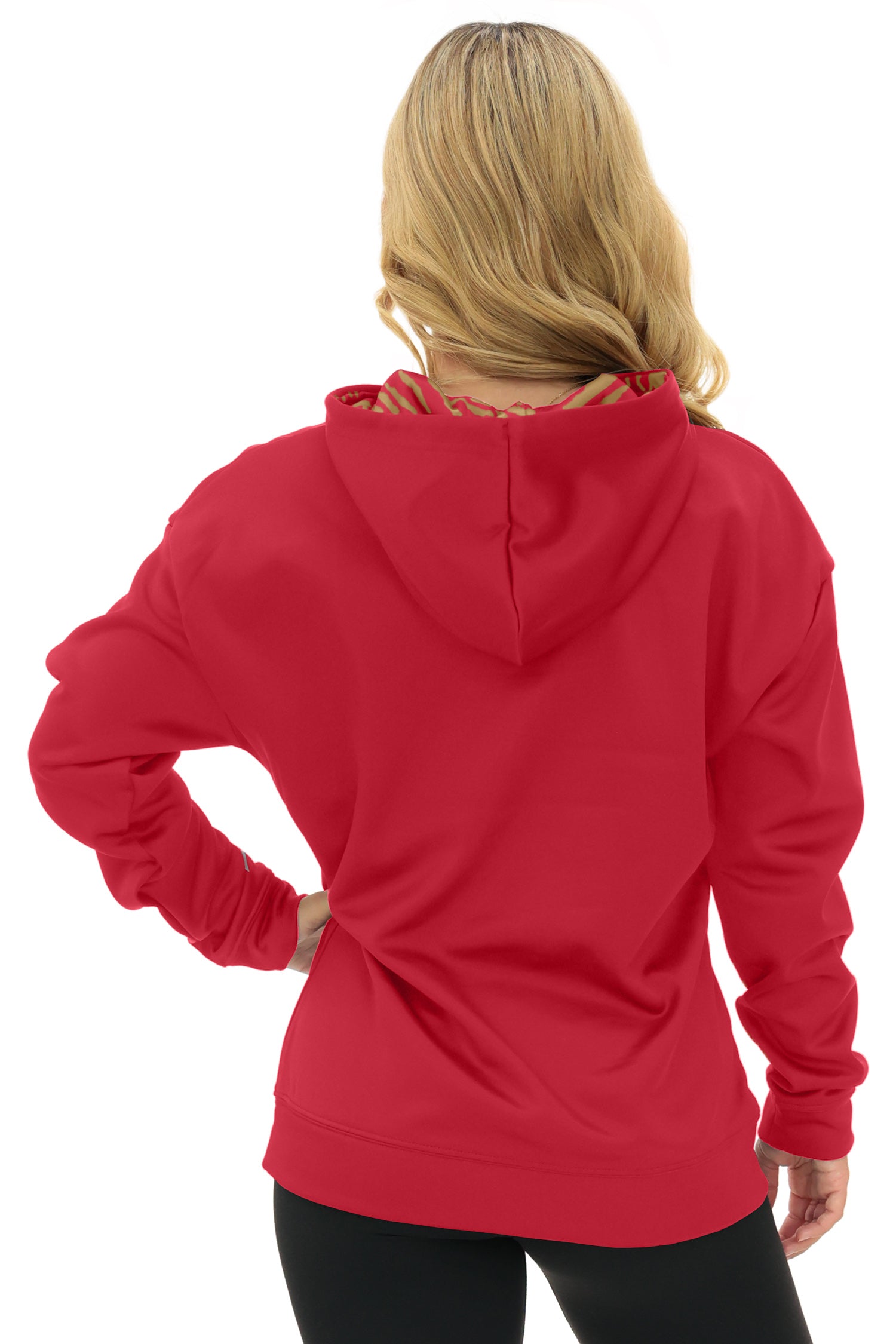 Zubaz NFL   Women's Free Play 2 Color Zebra Liner Hoodie, SAN FRANCISCO 49ERS