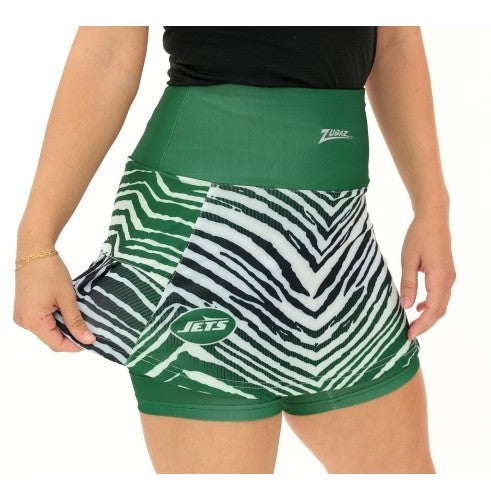 Zubaz NFL Women's Zebra Ombre Skort Team Primary Logo, New York Jets