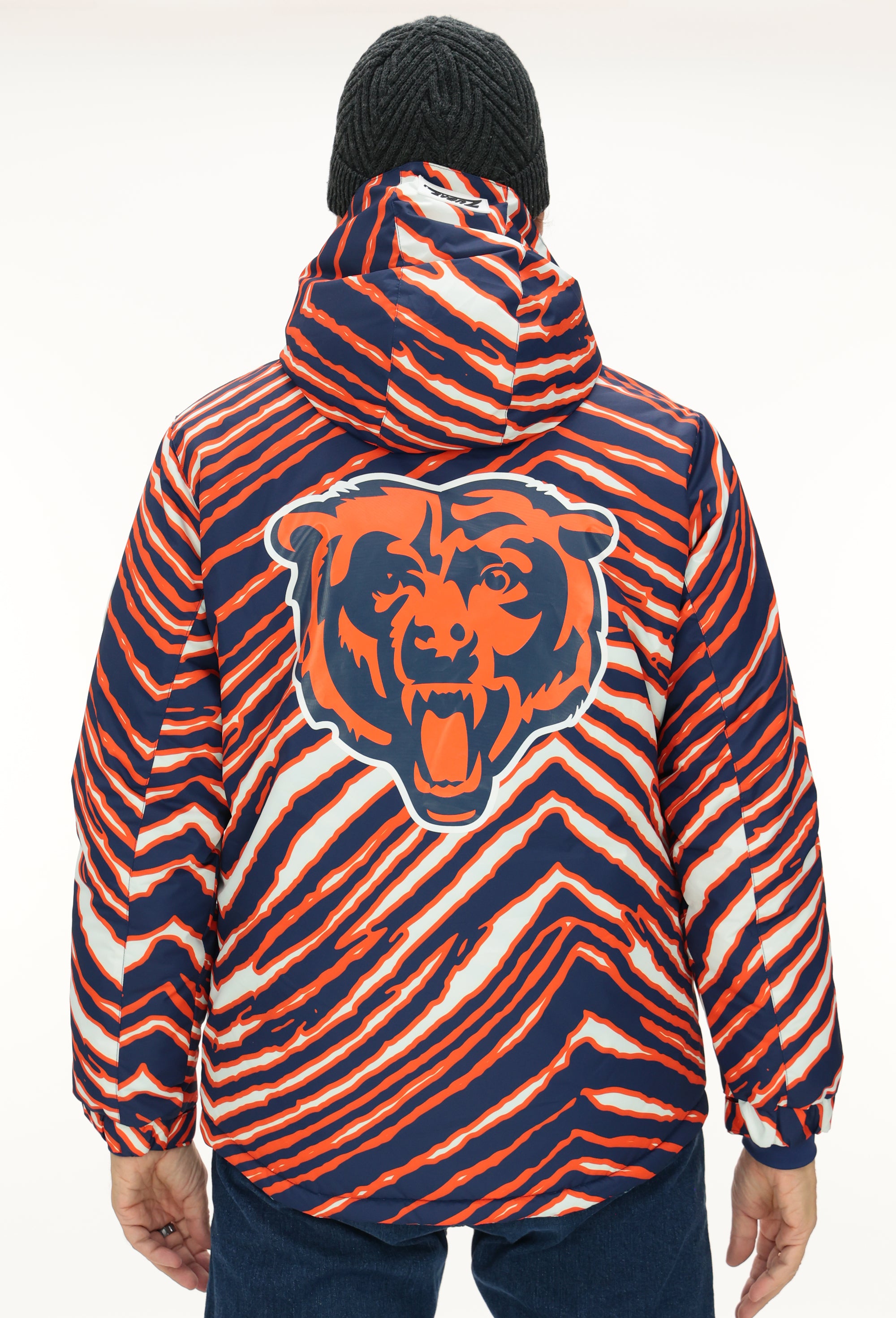 Zubaz NFL Adult Unisex Zebra Team Color Bleacher Blazer Snow Jacket, Chicago Bears