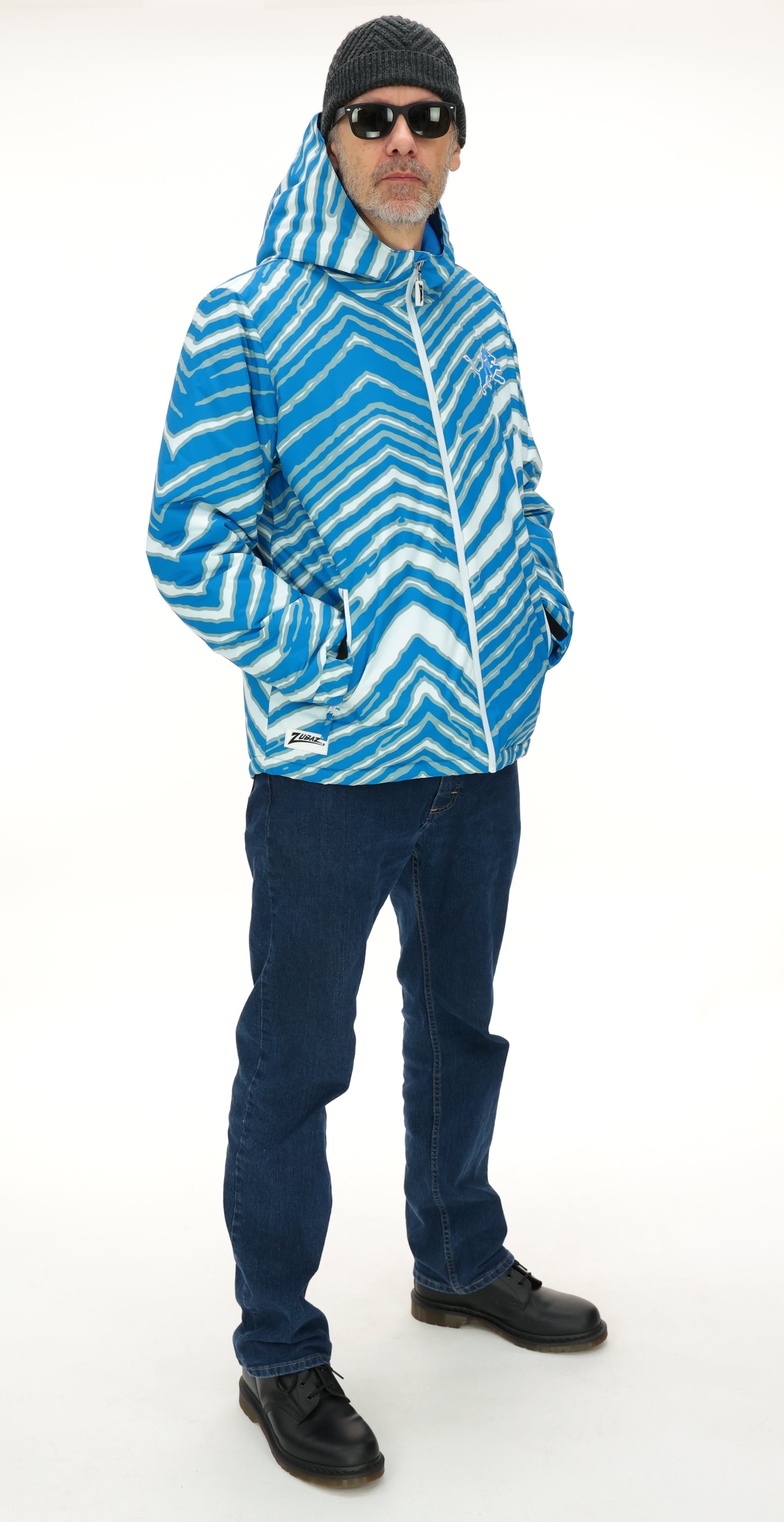 Zubaz NFL Adult Unisex Zebra Team Color Bleacher Blazer Snow Jacket, D