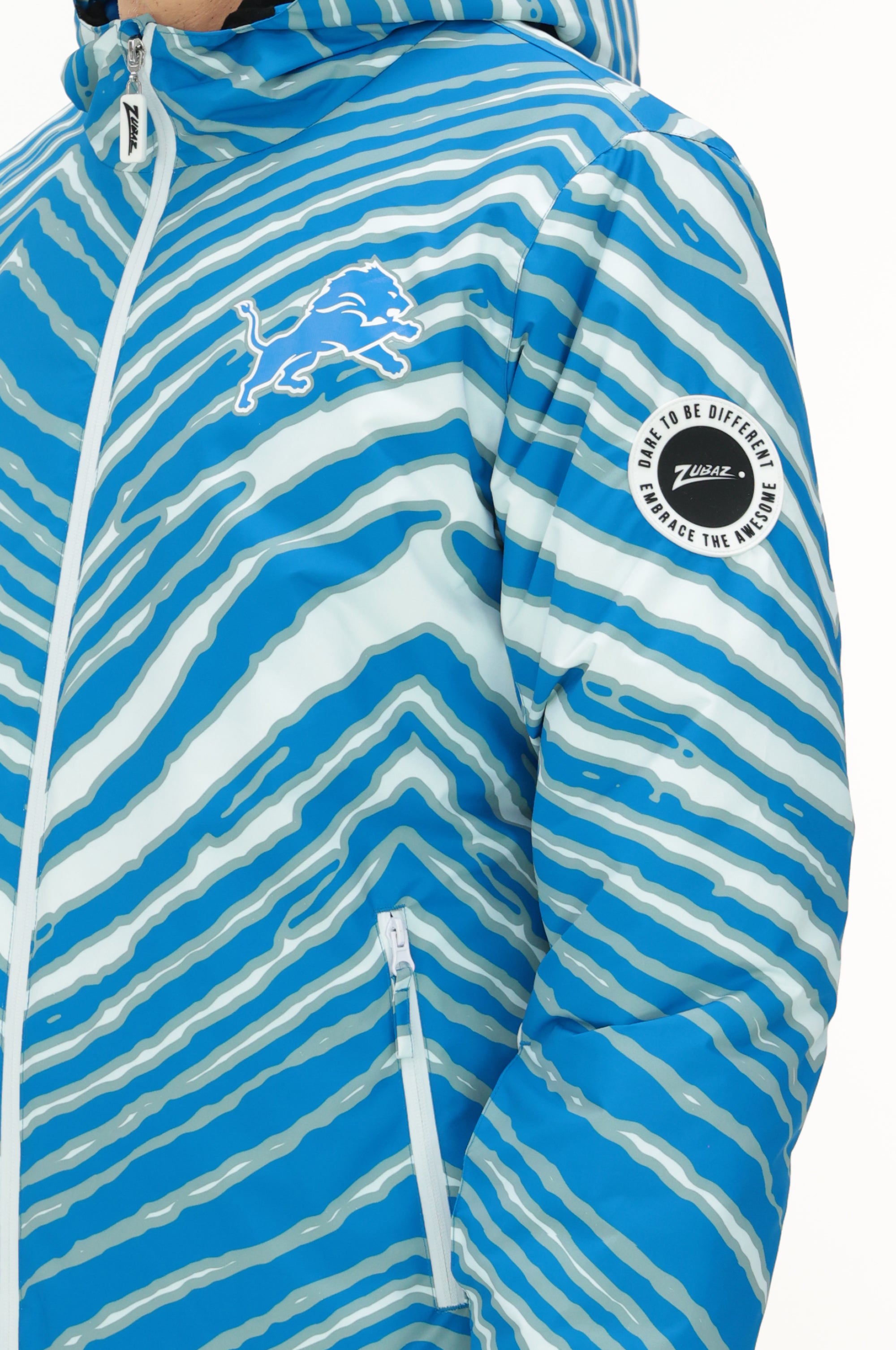 Zubaz NFL Adult Unisex Zebra Team Color Bleacher Blazer Snow Jacket, D