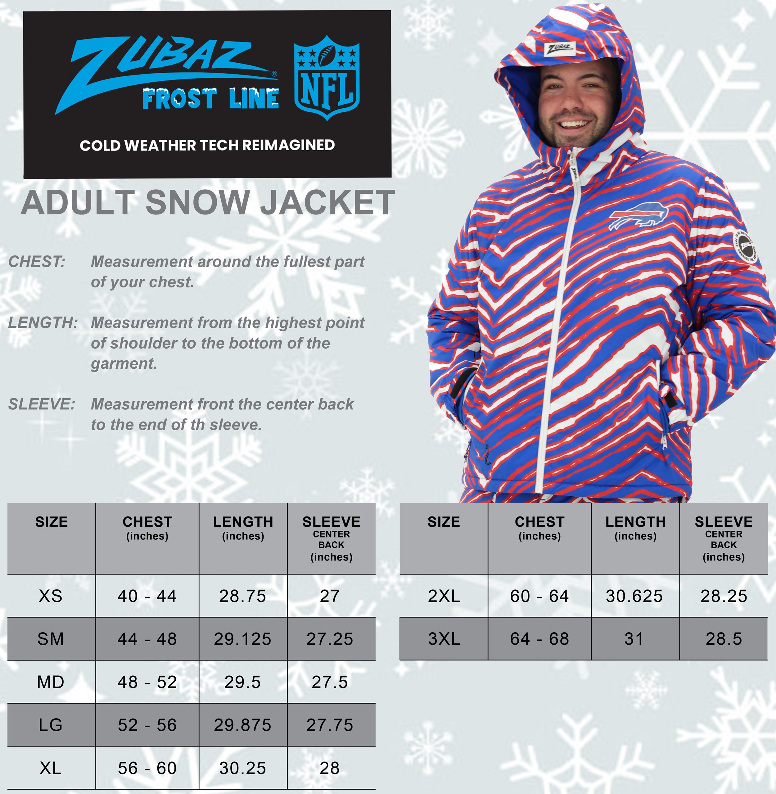 Zubaz NFL Adult Unisex Zebra Team Color Bleacher Blazer Snow Jacket, D