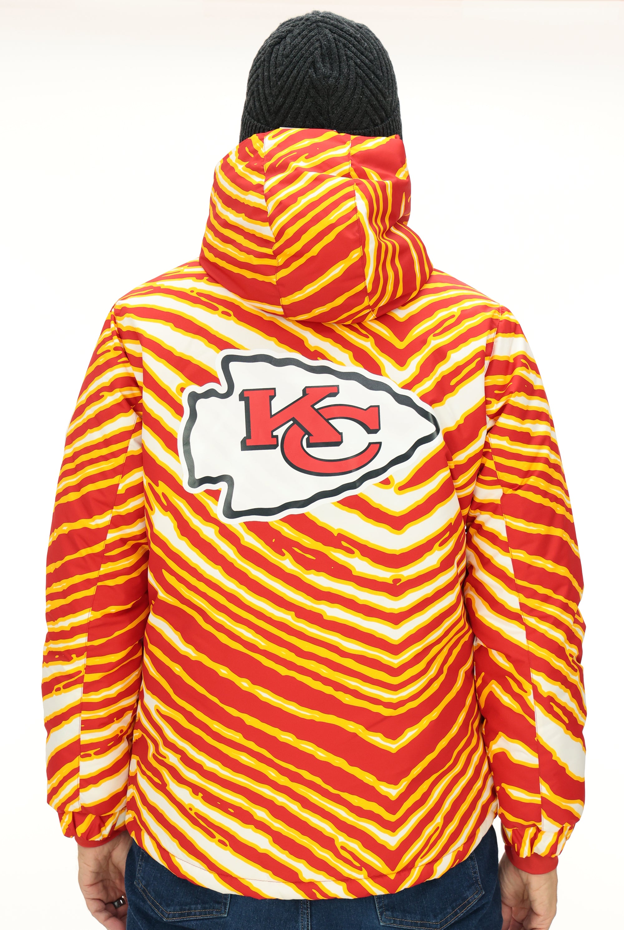 Zubaz NFL Adult Unisex Zebra Team Color Bleacher Blazer Snow Jacket, K