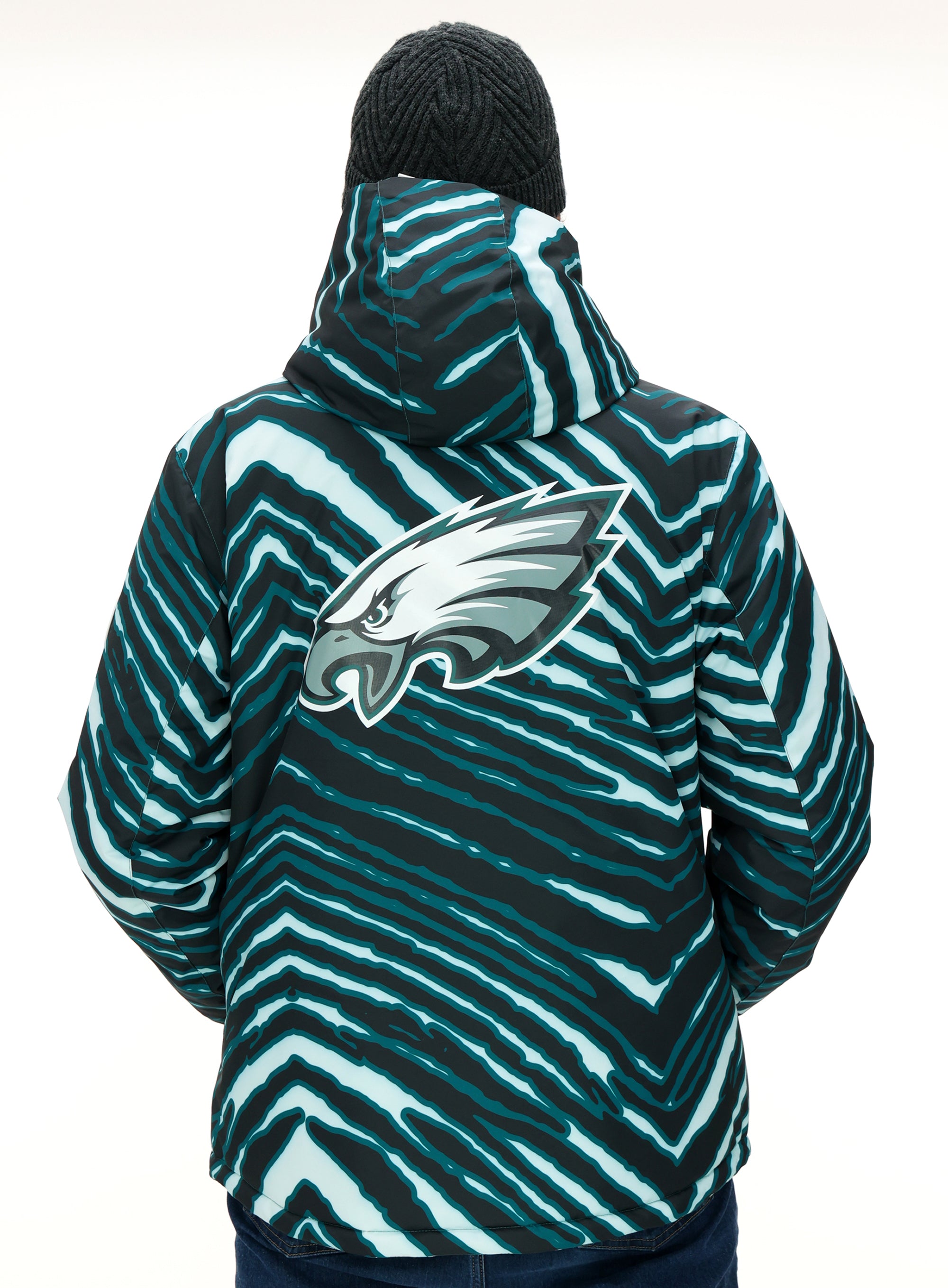 Zubaz NFL Adult Unisex Zebra Team Color Bleacher Blazer Snow Jacket, P