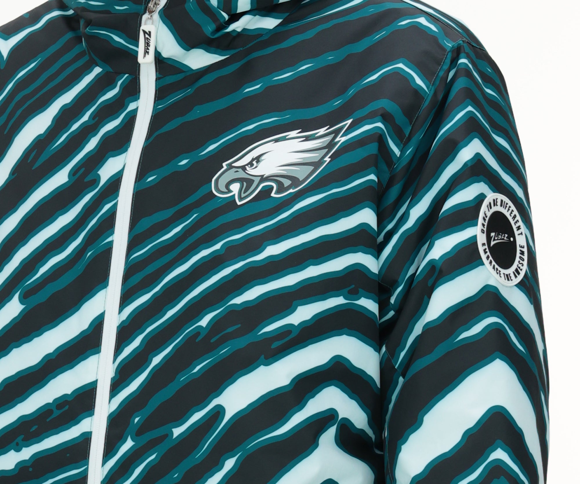 Zubaz NFL Adult Unisex Zebra Team Color Bleacher Blazer Snow Jacket, Philadelphia Eagles