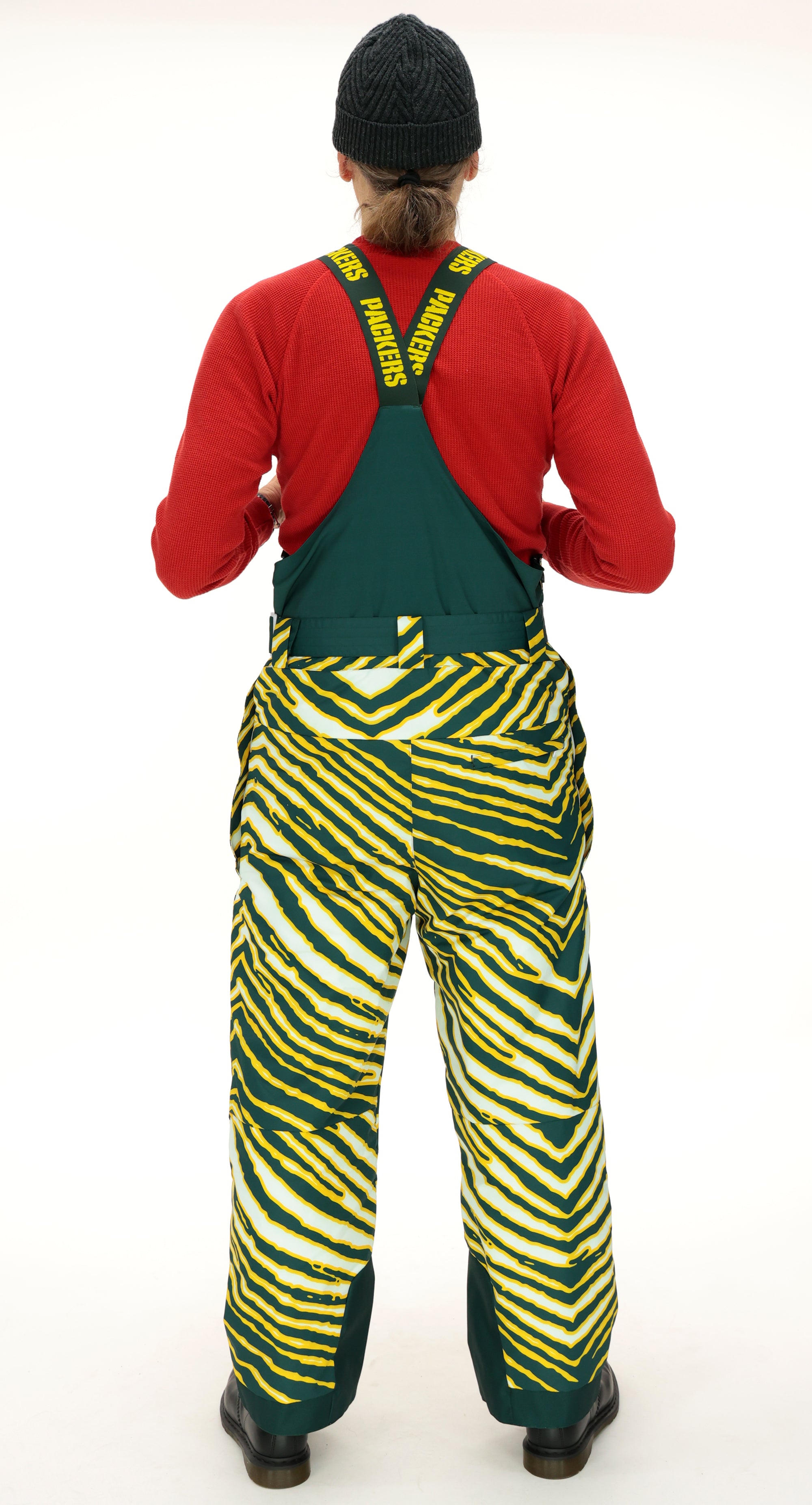 Zubaz NFL Adult Unisex Zebra Team Color Blizzard Snow Bib, Green Bay Packers
