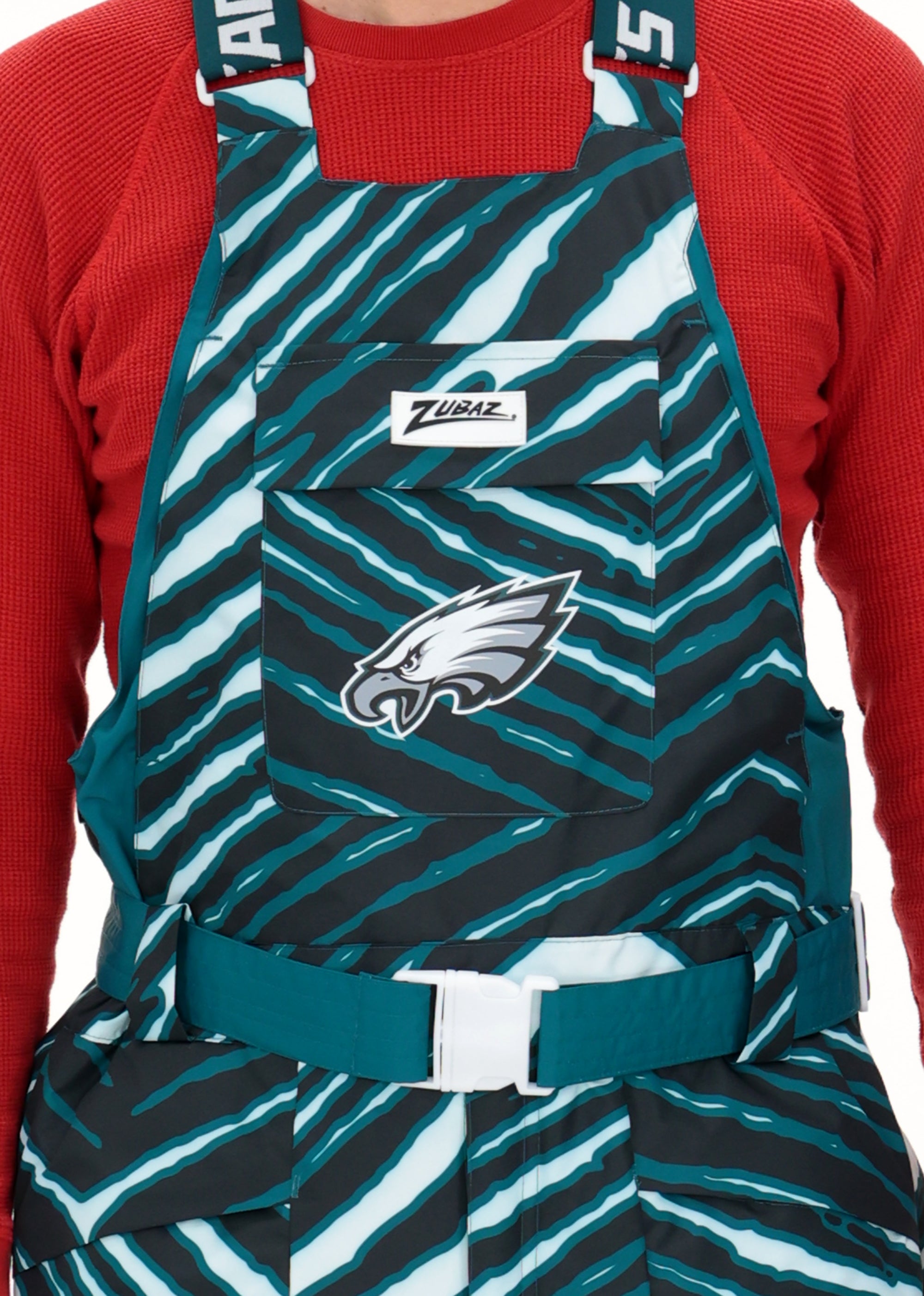 Zubaz NFL Adult Unisex Zebra Team Color Blizzard Snow Bib, Philadelphia Eagles