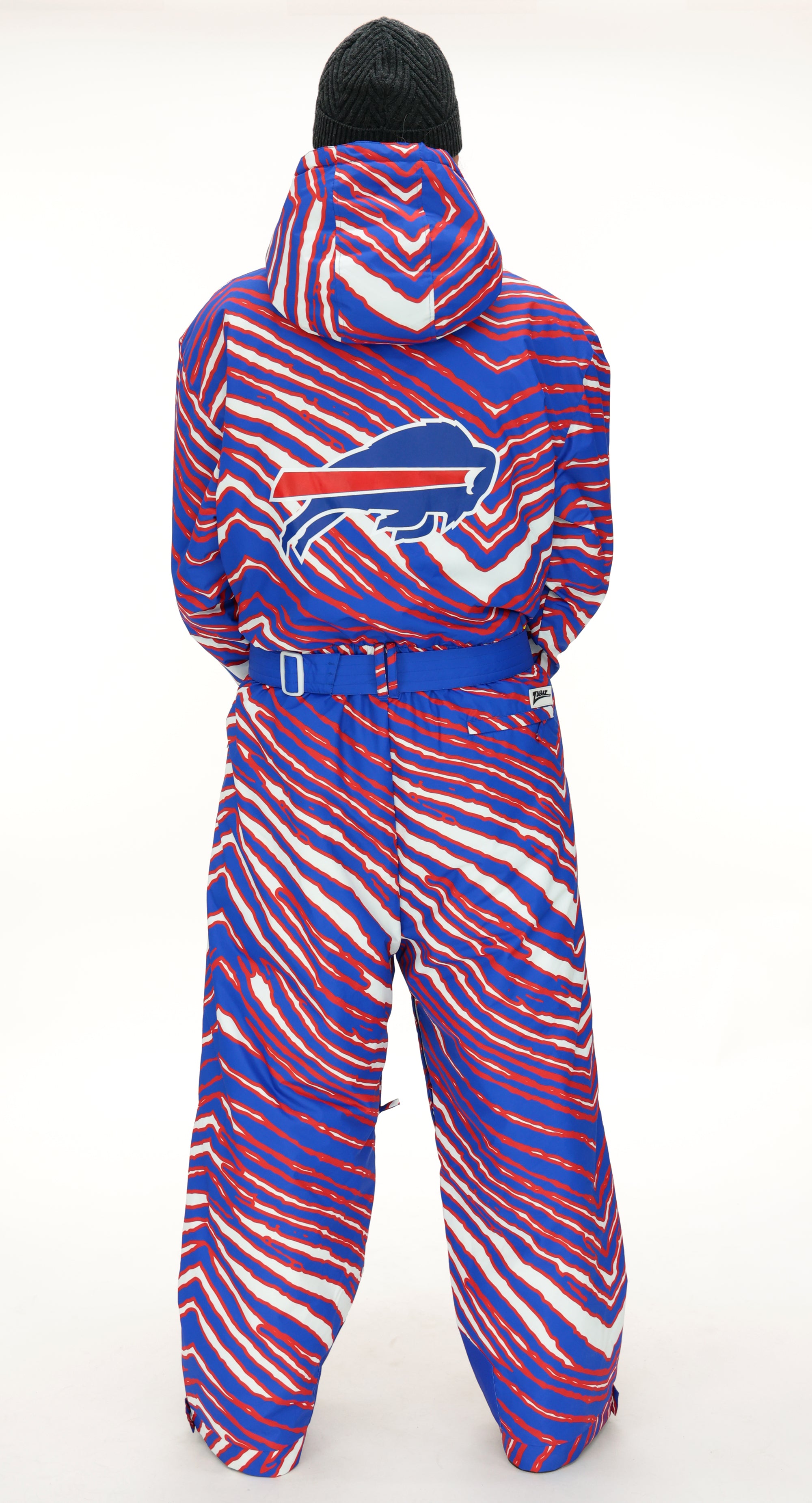 Zubaz NFL Adult Unisex Zebra Team Color Tundra Tux Snowsuit, Buffalo Bills
