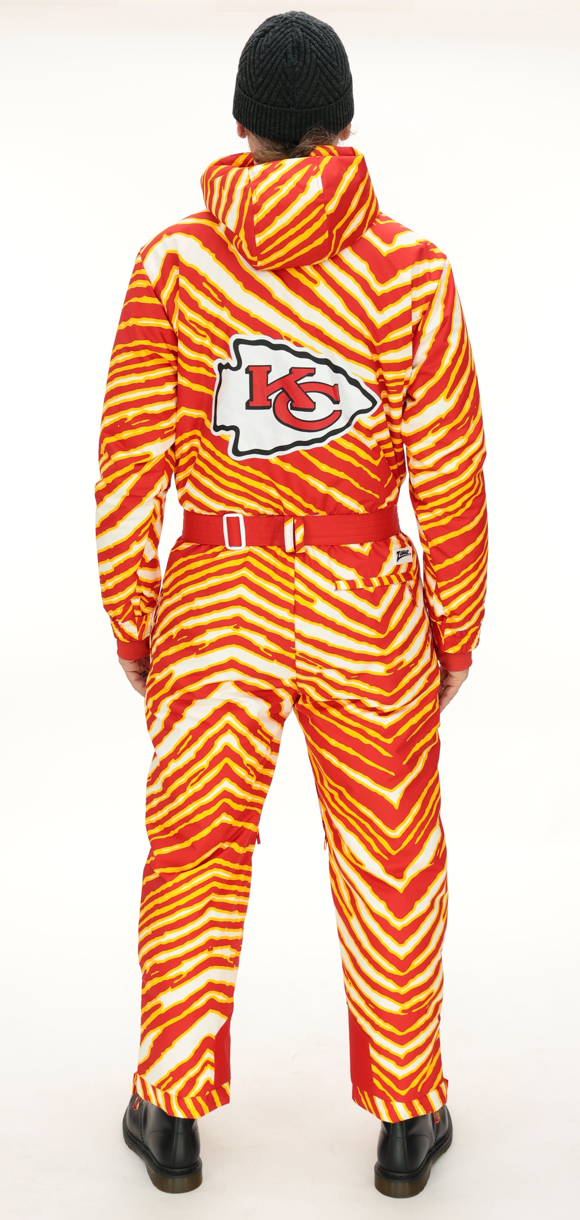 Zubaz NFL Adult Unisex Zebra Team Color Tundra Tux Snowsuit, Kansas City Chiefs