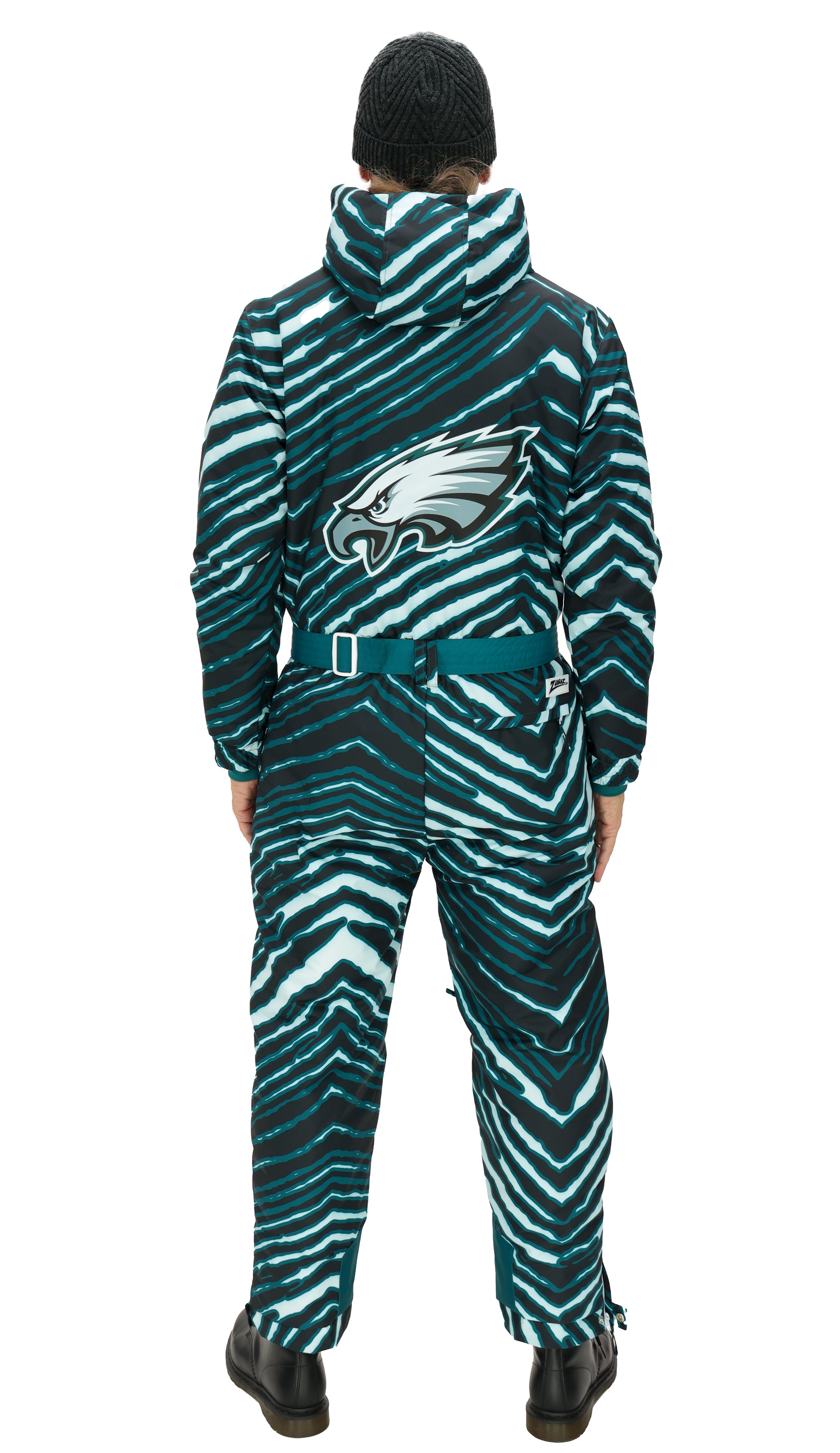 Zubaz NFL Adult Unisex Zebra Team Color Tundra Tux Snowsuit, Philadelphia Eagles
