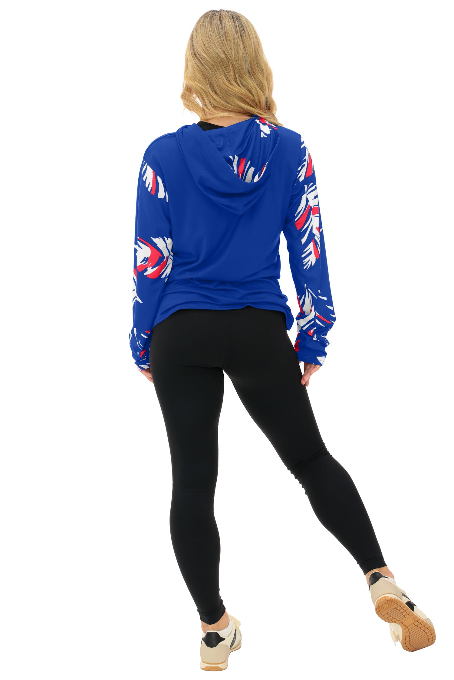 Zubaz NFL  WOMEN Casual Script Leaf Accent Lightweight Hoodie, BUFFALO BILLS