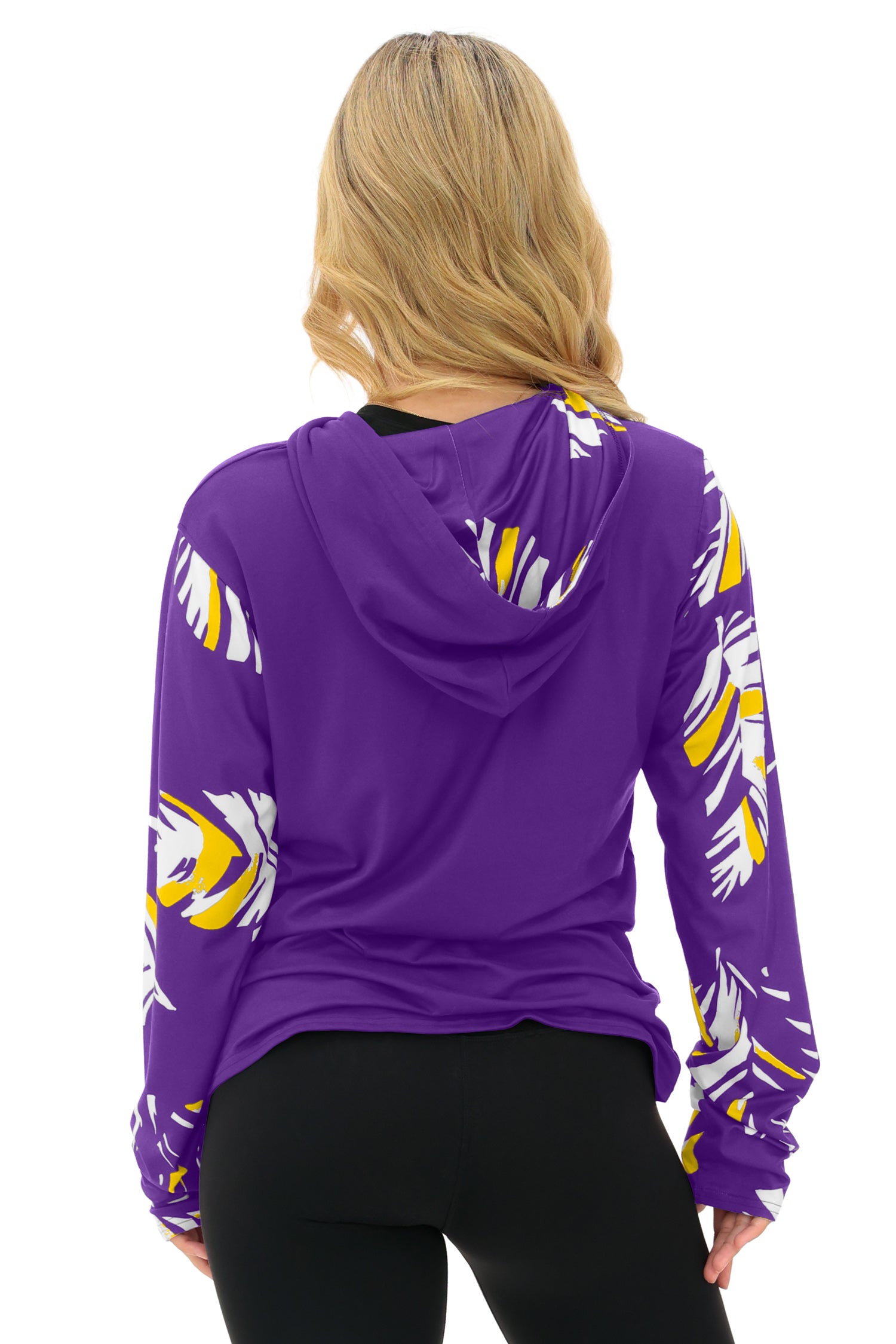 Zubaz NFL  WOMEN Casual Script Leaf Accent Lightweight Hoodie, MINNESOTA VIKINGS