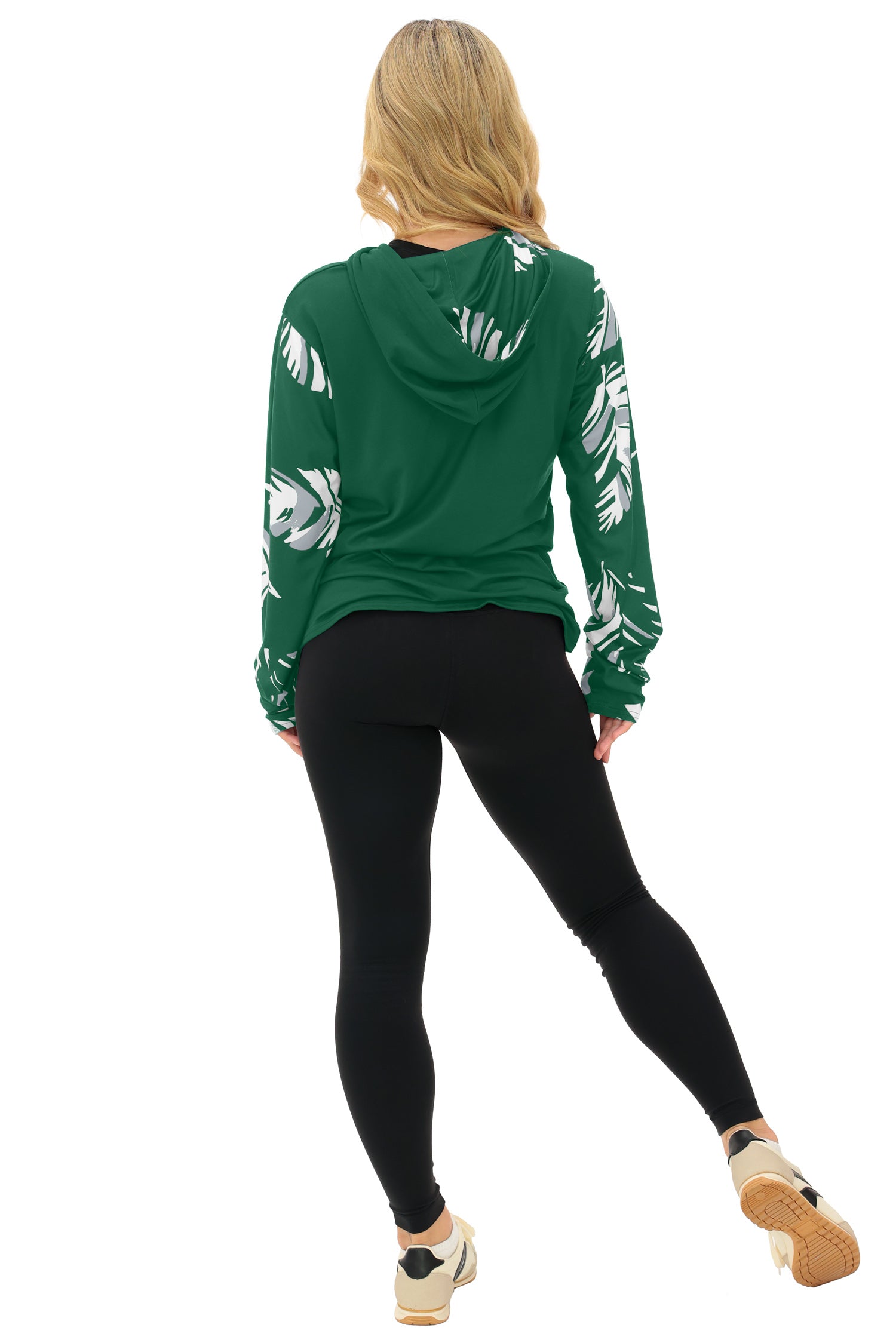 Zubaz NFL  WOMEN Casual Script Leaf Accent Lightweight Hoodie, NEW YORK JETS