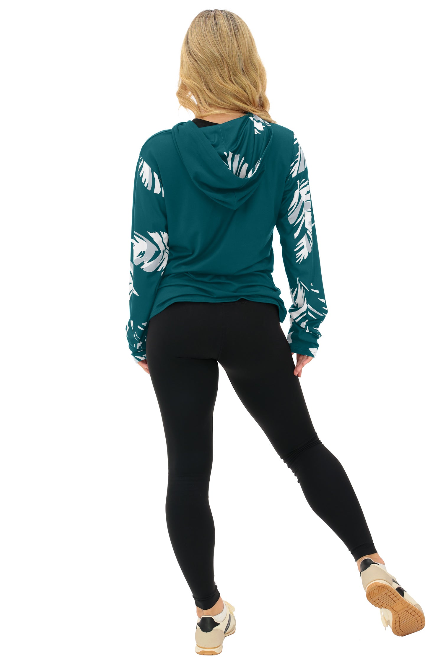 Zubaz NFL  WOMEN Casual Script Leaf Accent Lightweight Hoodie, PHILADELPHIA EAGLES
