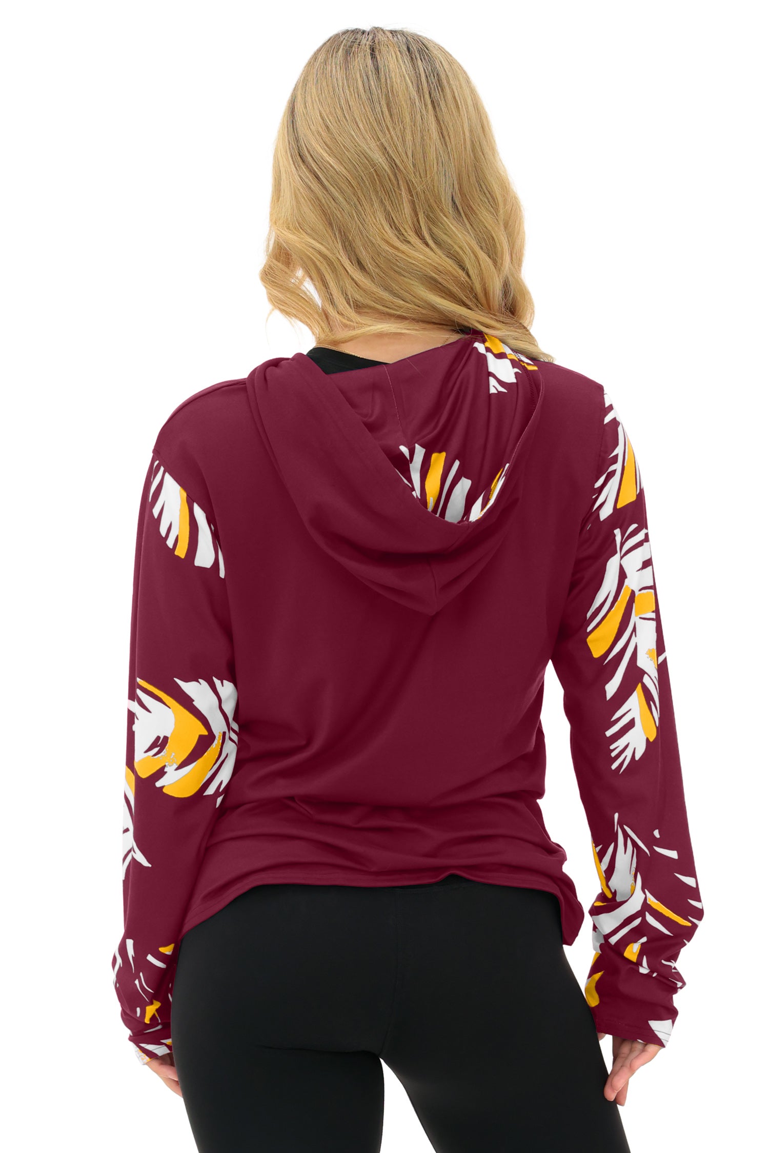 Zubaz NFL  WOMEN Casual Script Leaf Accent Lightweight Hoodie, WASHINGTON COMMANDERS