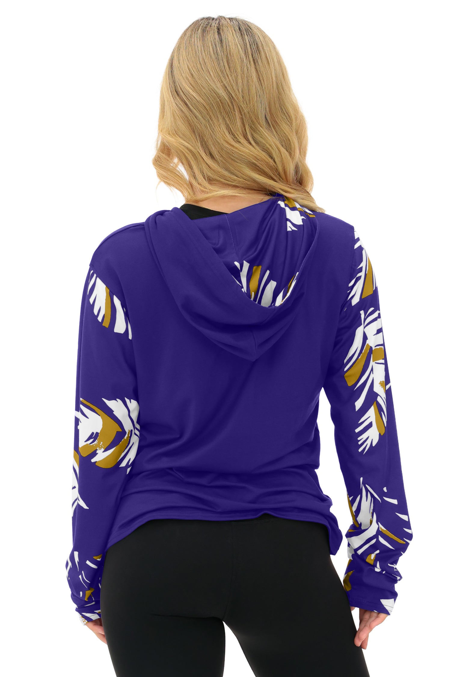 Zubaz NFL  WOMEN Casual Script Leaf Accent Lightweight Hoodie, BALTIMORE RAVENS
