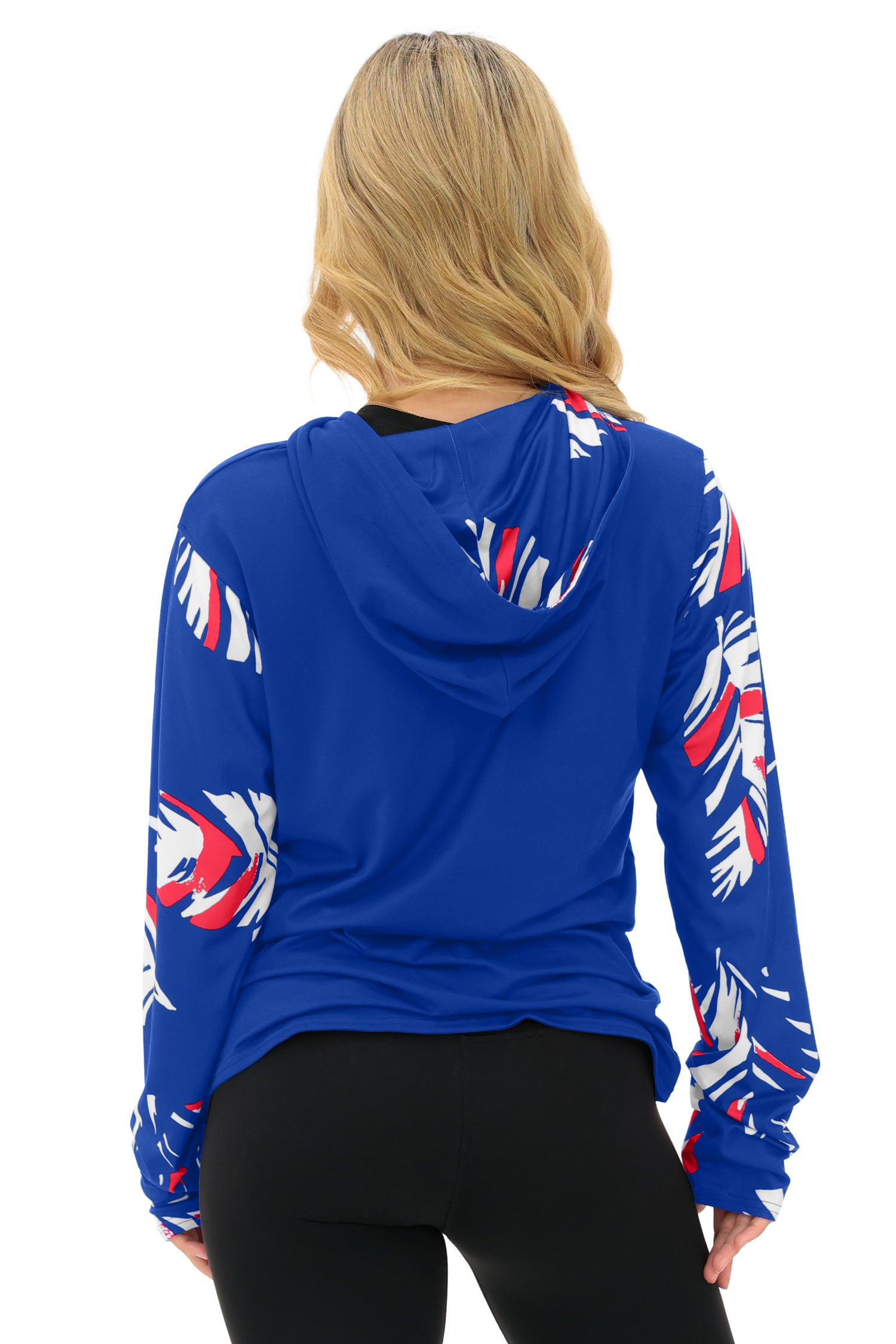 Zubaz NFL  WOMEN Casual Script Leaf Accent Lightweight Hoodie, BUFFALO BILLS