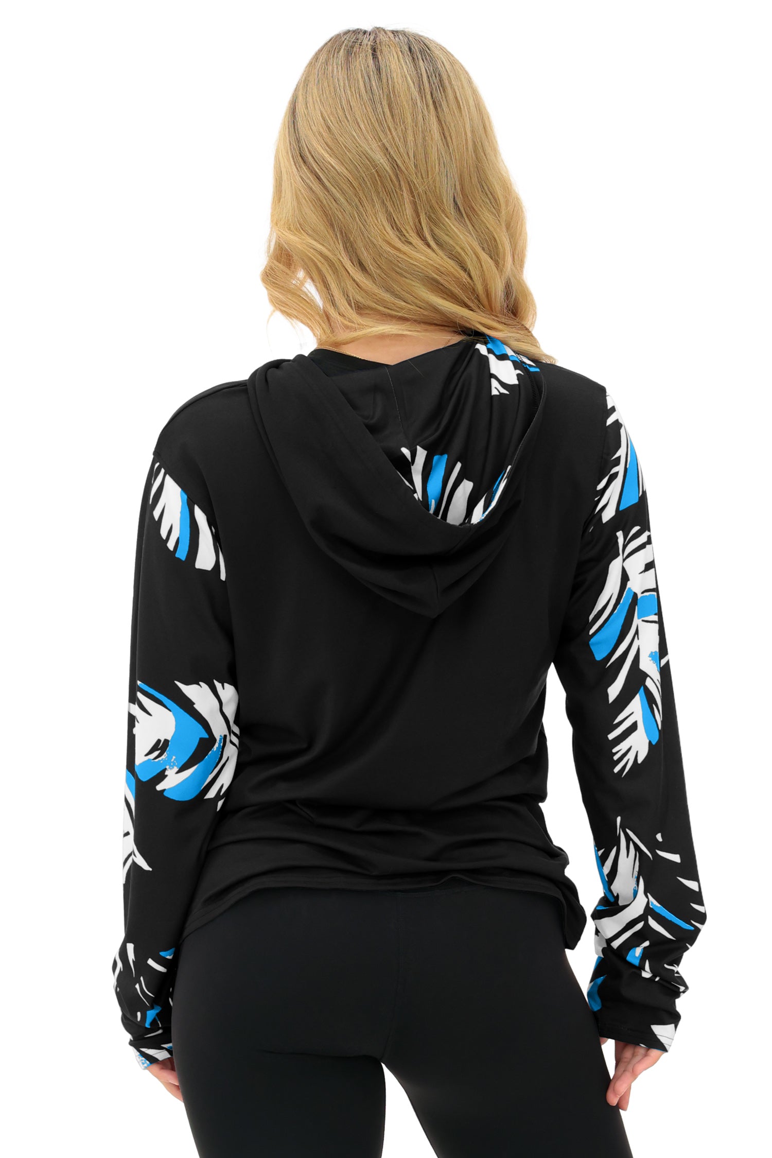 Zubaz NFL  WOMEN Casual Script Leaf Accent Lightweight Hoodie, CAROLINA PANTHERS