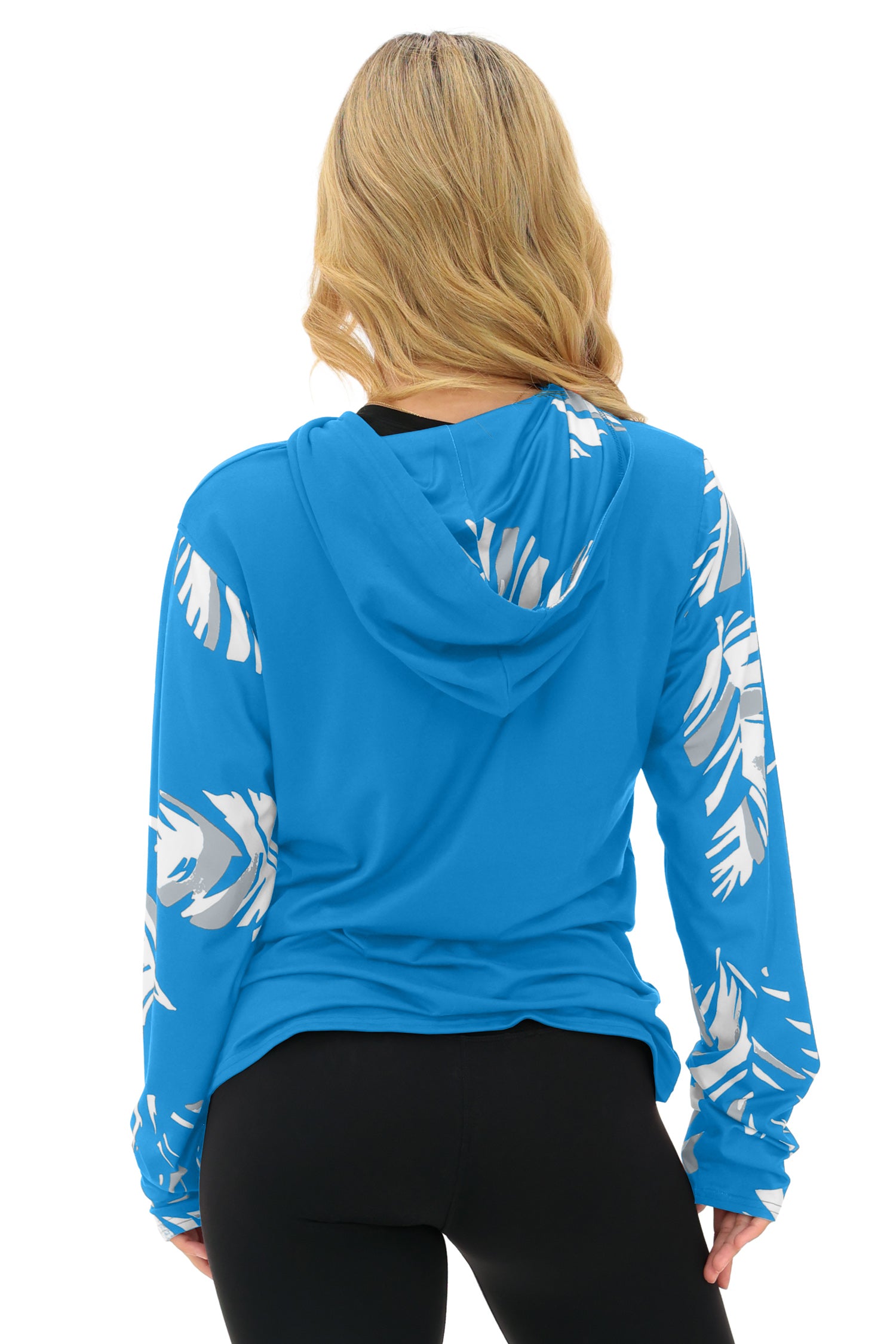 Zubaz NFL  WOMEN Casual Script Leaf Accent Lightweight Hoodie, DETROIT LIONS