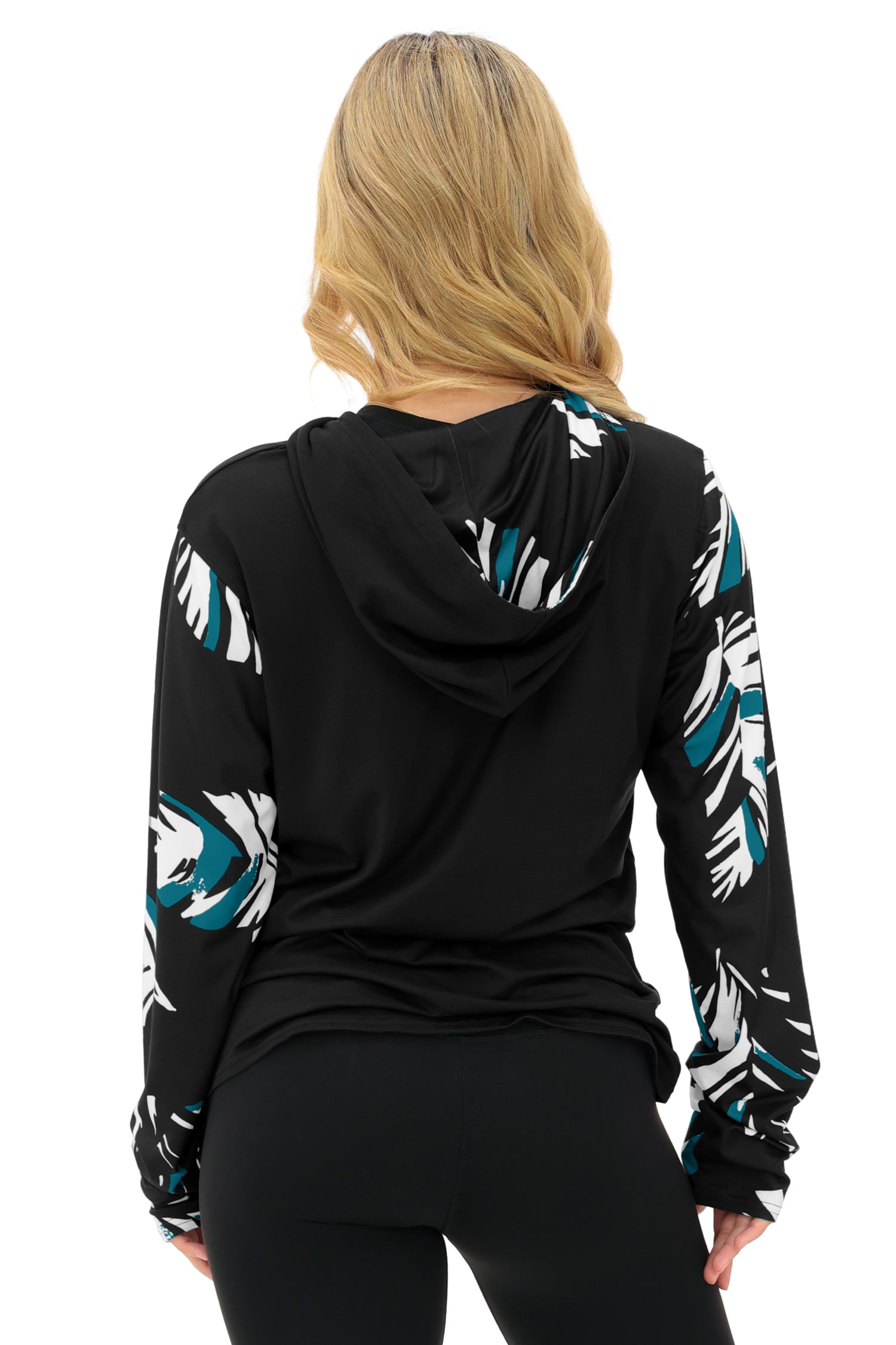 Zubaz NFL  WOMEN Casual Script Leaf Accent Lightweight Hoodie, JACKSONVILLE JAGUARS