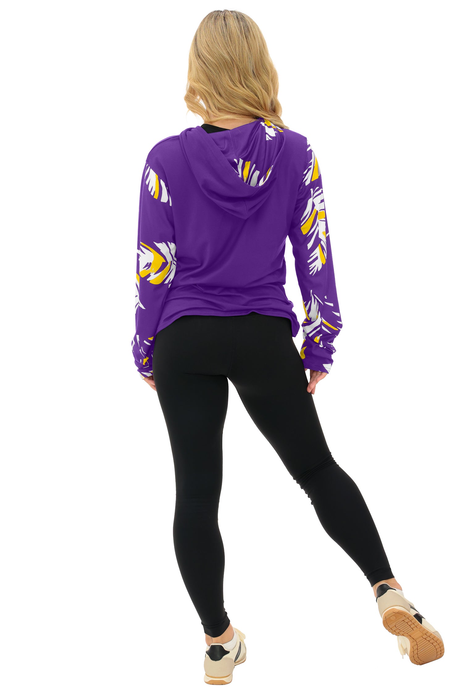 Zubaz NFL  WOMEN Casual Script Leaf Accent Lightweight Hoodie, MINNESOTA VIKINGS