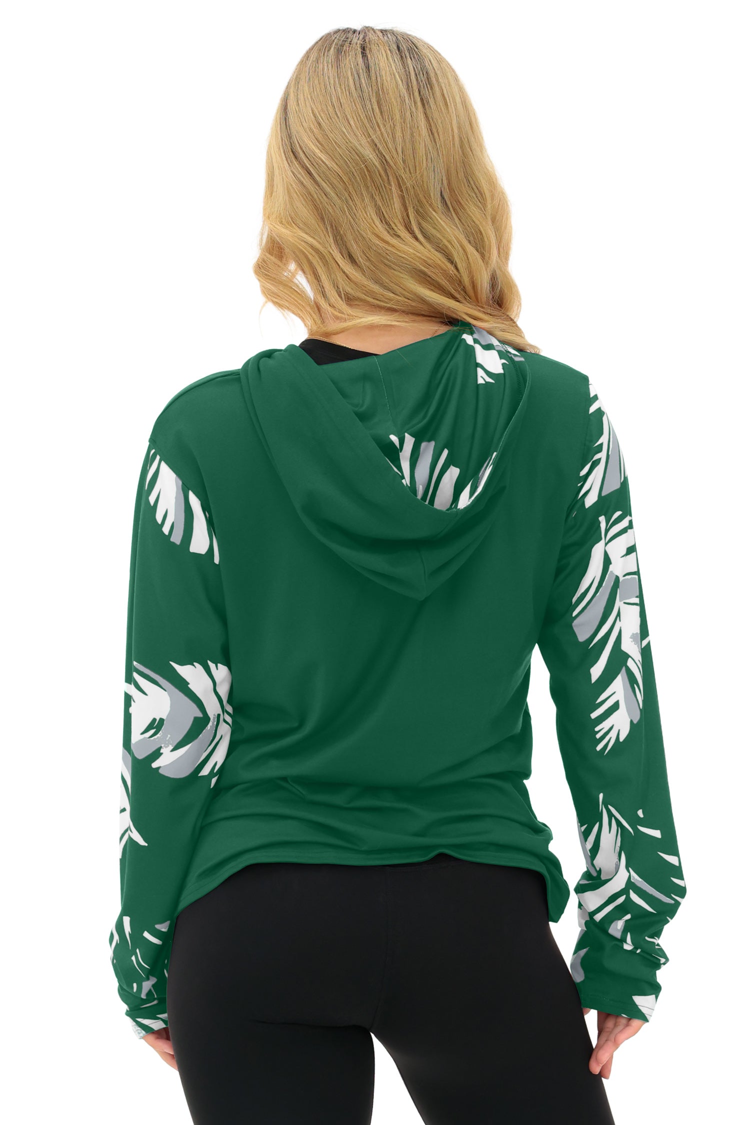 Zubaz NFL  WOMEN Casual Script Leaf Accent Lightweight Hoodie, NEW YORK JETS