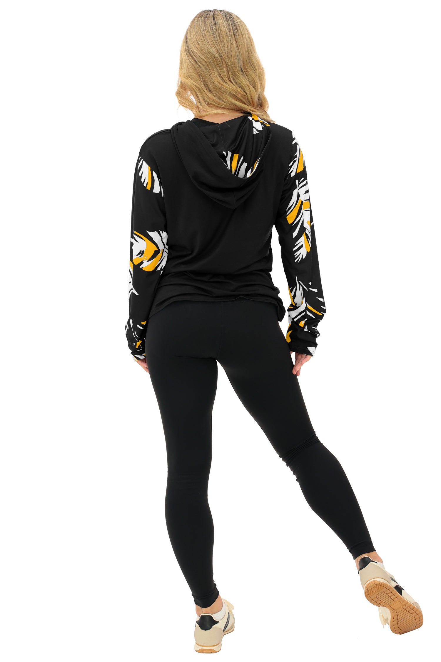 Zubaz NFL  WOMEN Casual Script Leaf Accent Lightweight Hoodie, PITTSBURGH STEELERS