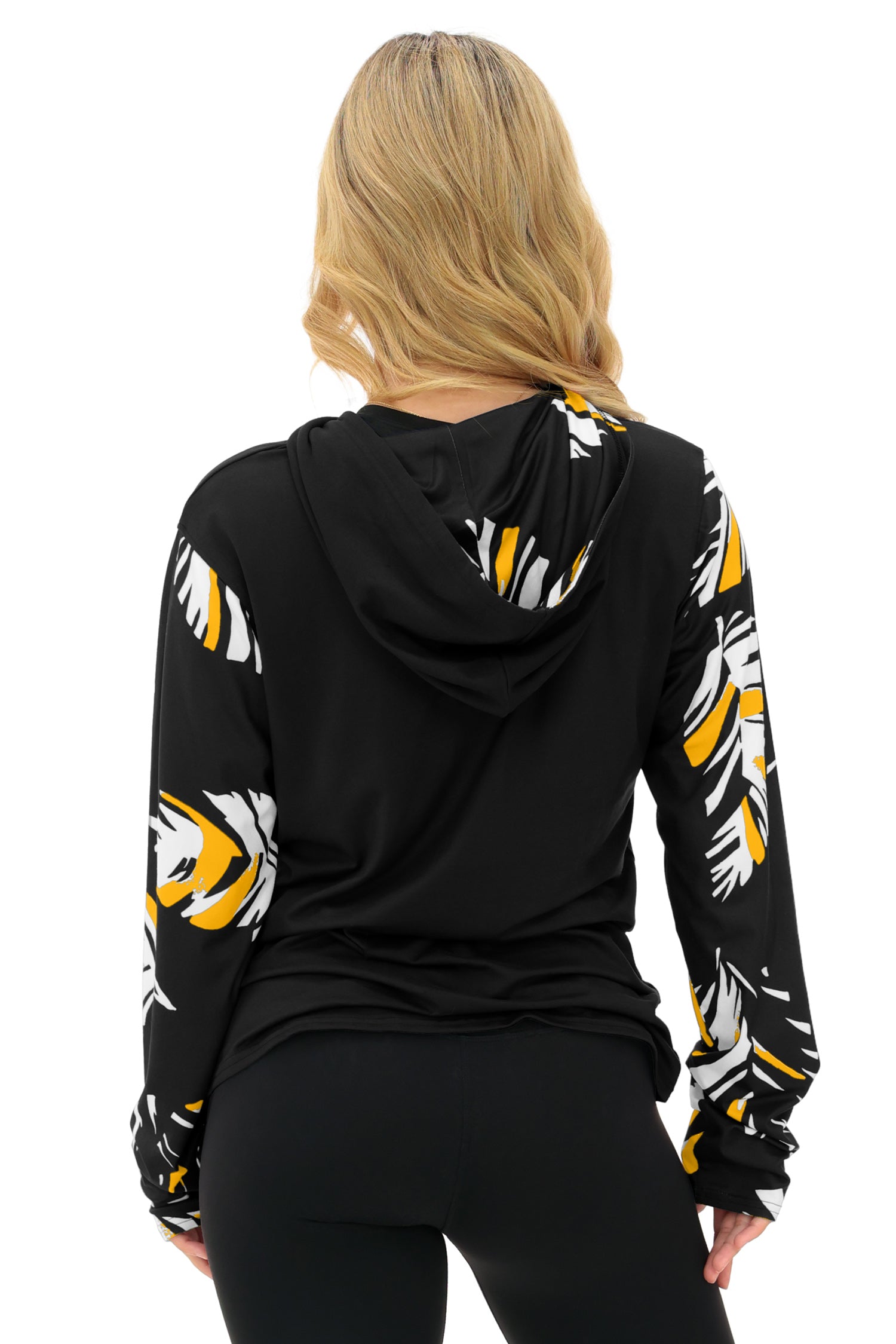 Zubaz NFL  WOMEN Casual Script Leaf Accent Lightweight Hoodie, PITTSBURGH STEELERS