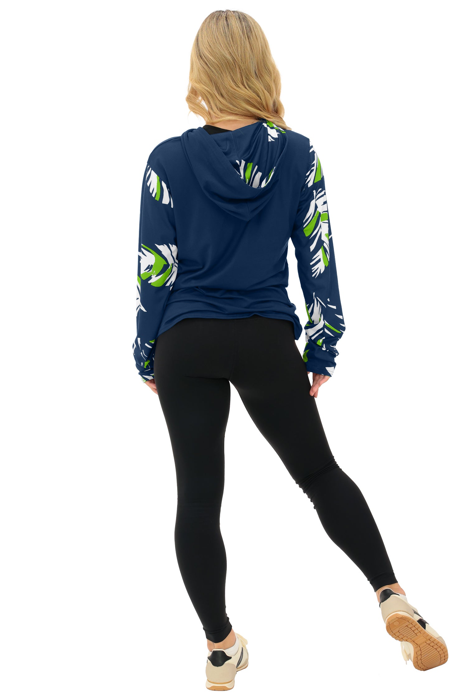 Zubaz NFL  WOMEN Casual Script Leaf Accent Lightweight Hoodie, SEATTLE SEAHAWKS